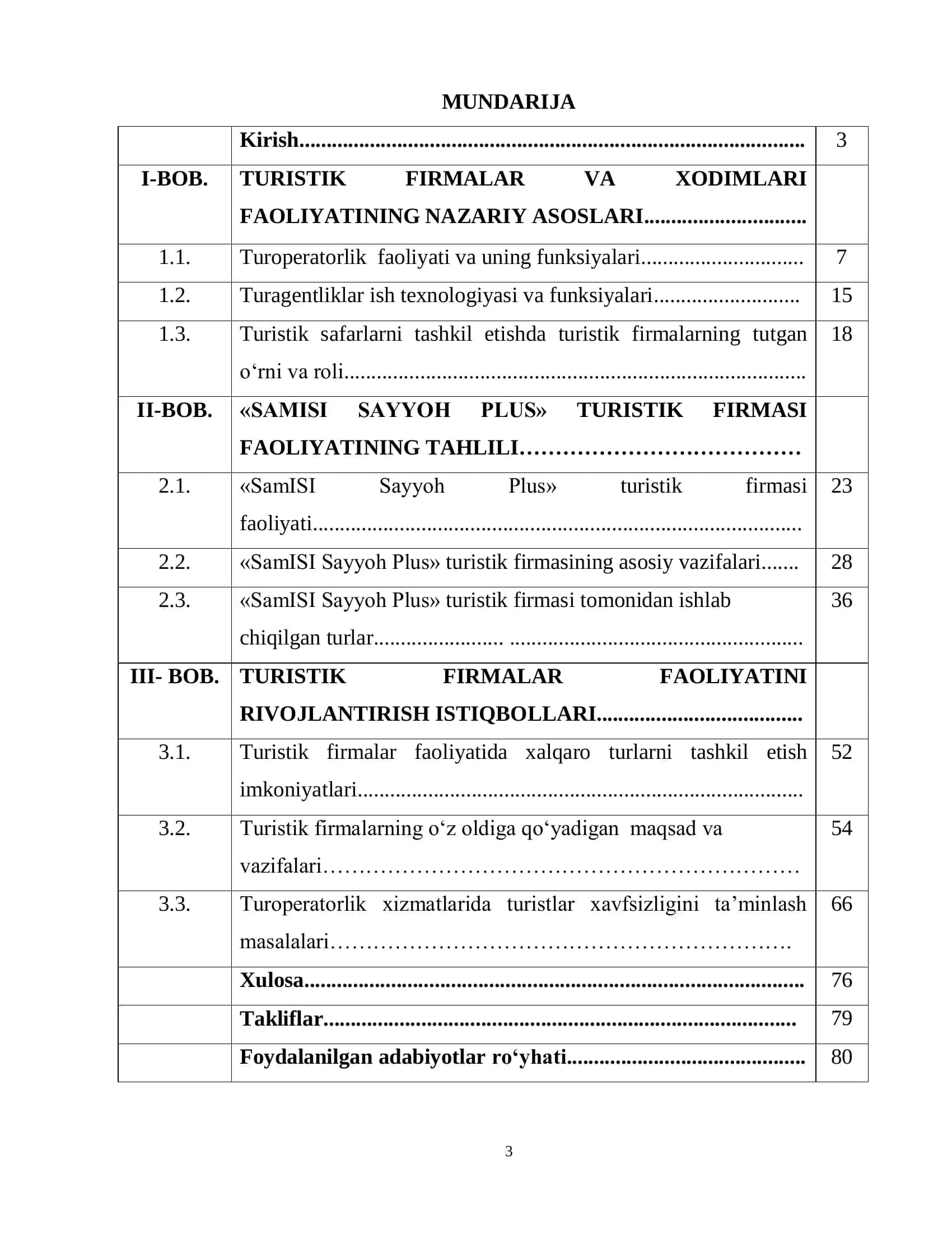 “SamISI Sayyoh Plus” sayyohlik firmasini misol qilib keltirgan holda turistik firmalar orqali turizm 2