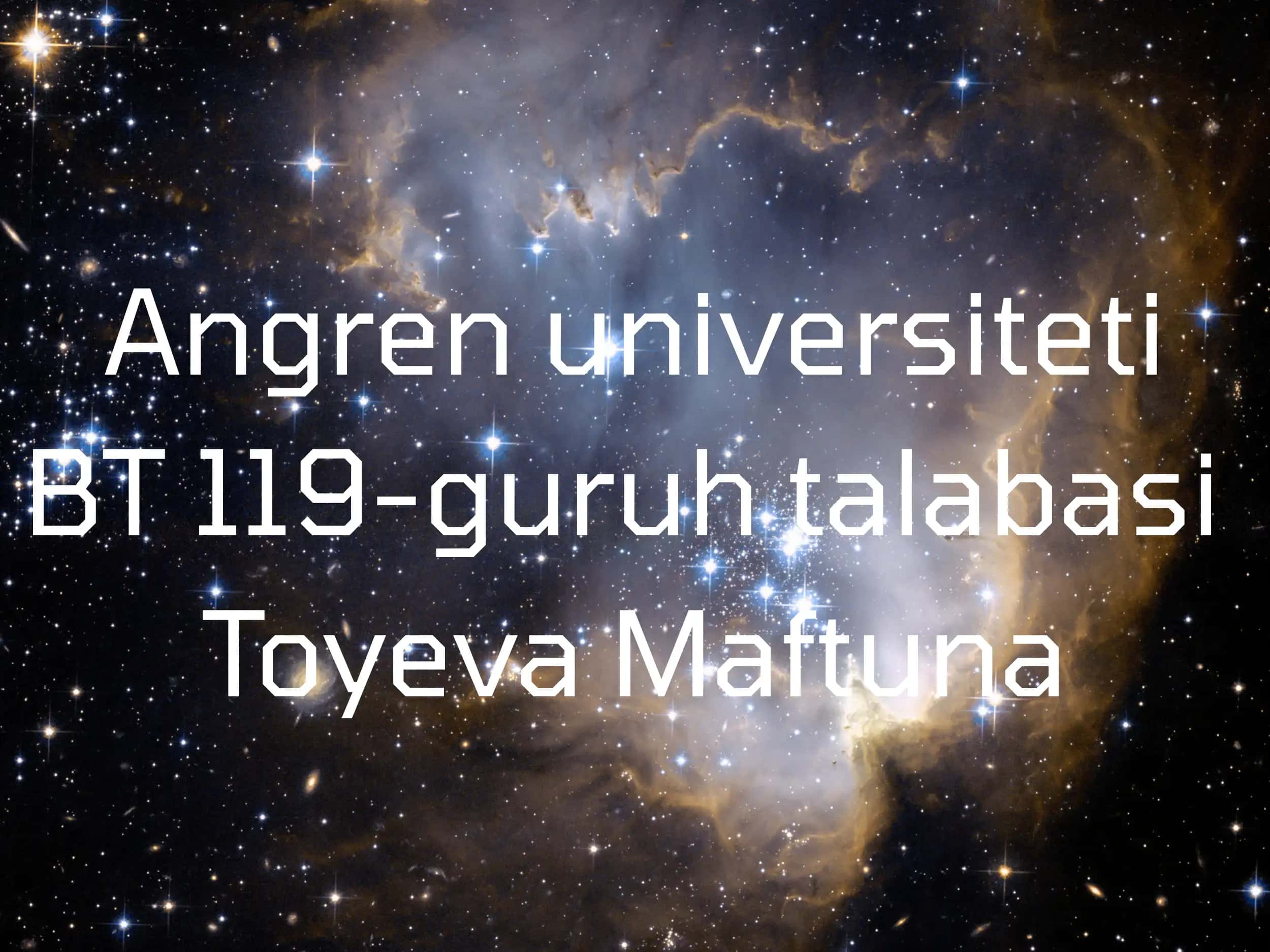 Angren universiteti BT 119-guruh talabasi Toyeva Maftuna 2