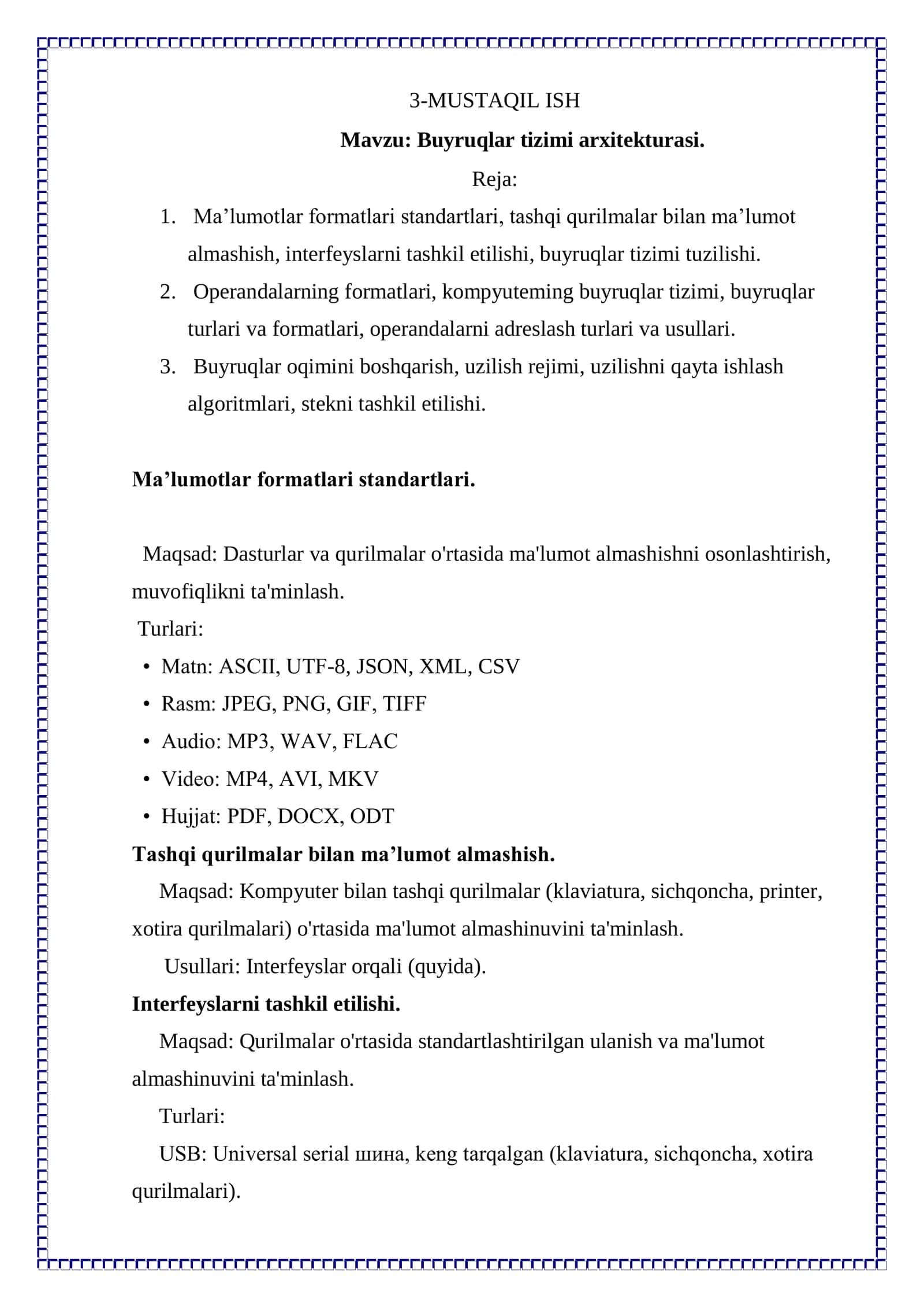 Buyruqlar tizimi arxitekturasi 2