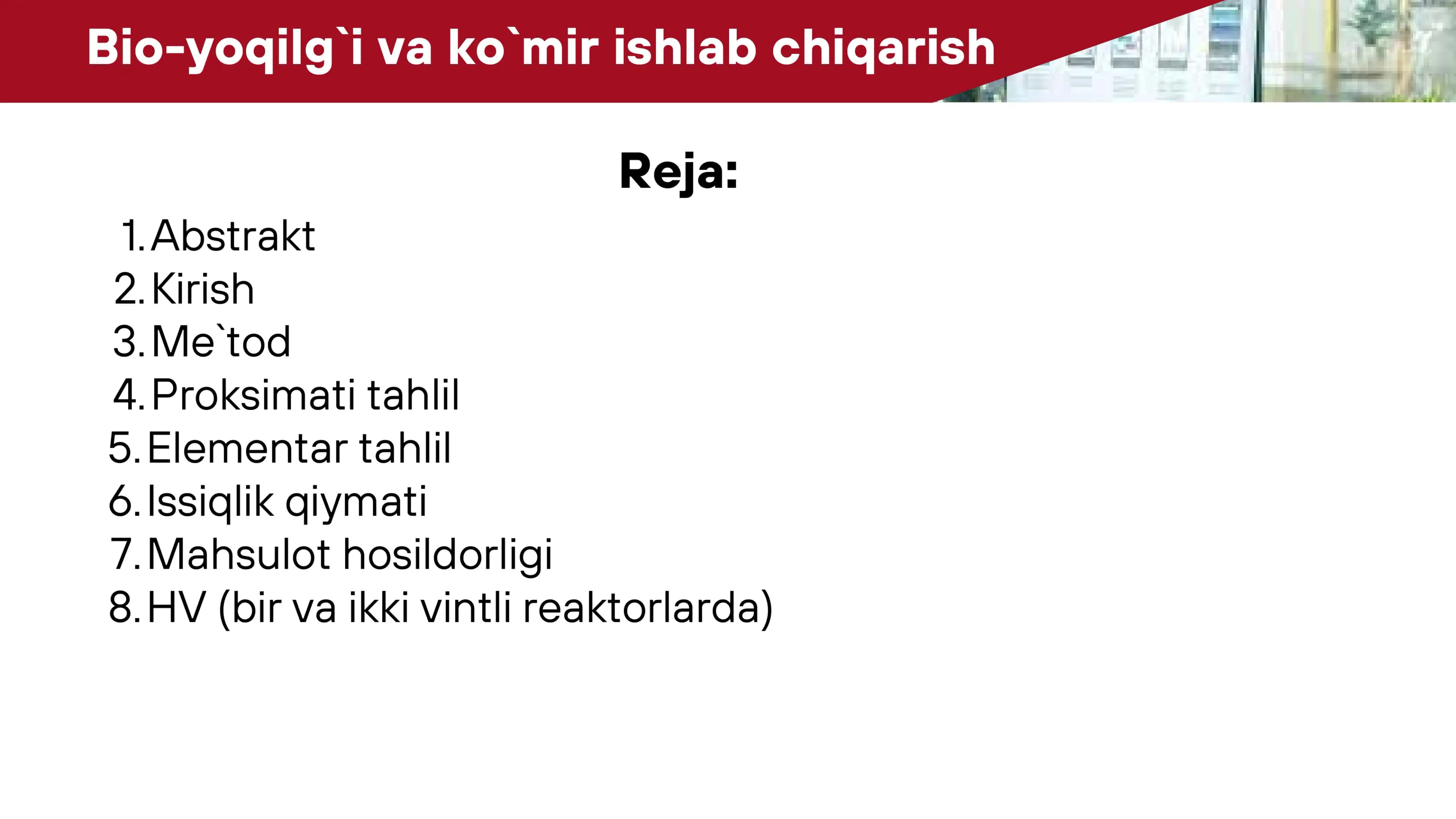 Biomassadan bio-yoqlg`i va ko`mir olish 2