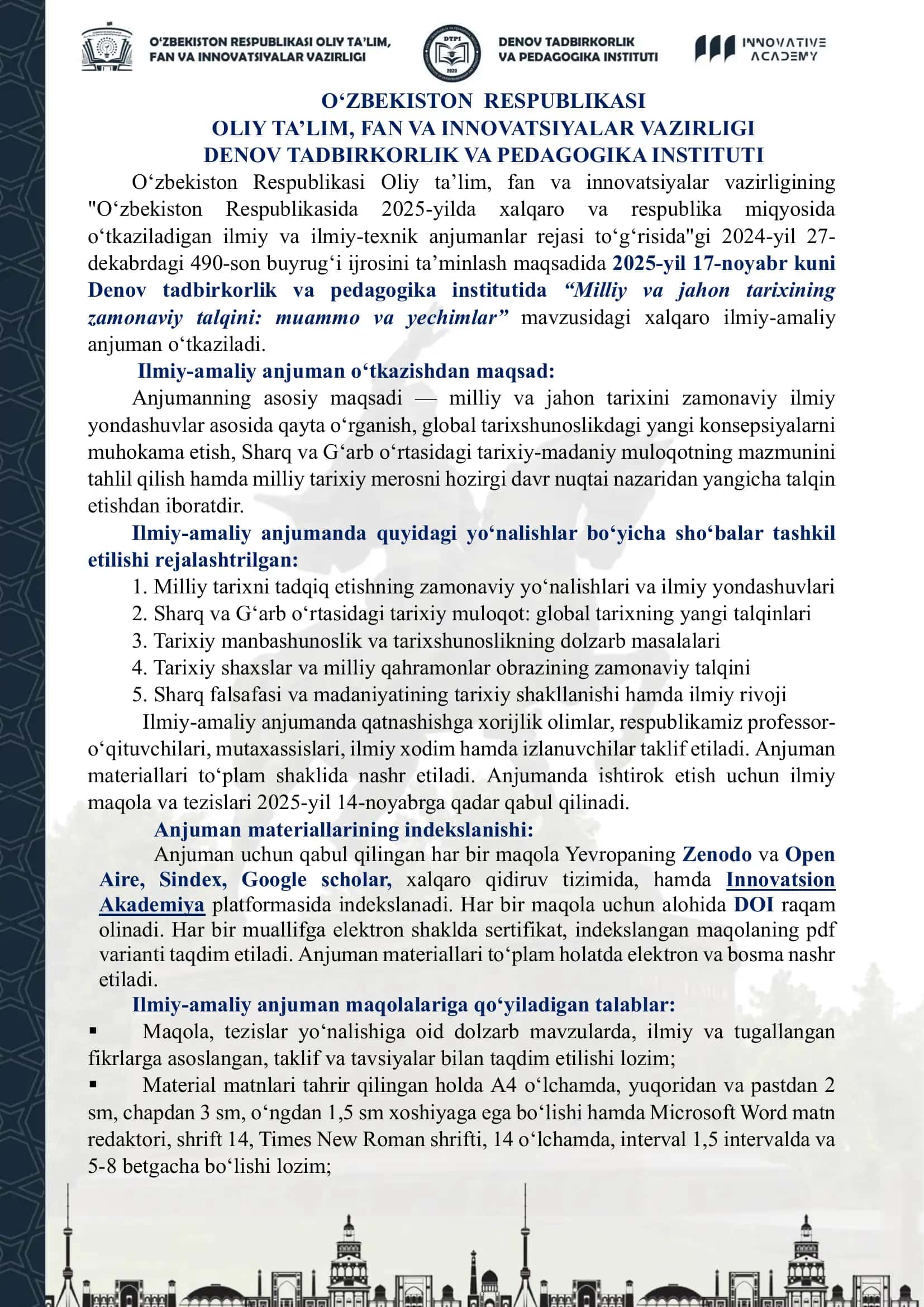 "Milliy va jahon tarixining zamonaviy talqini: muammo va yechimlar" 2
