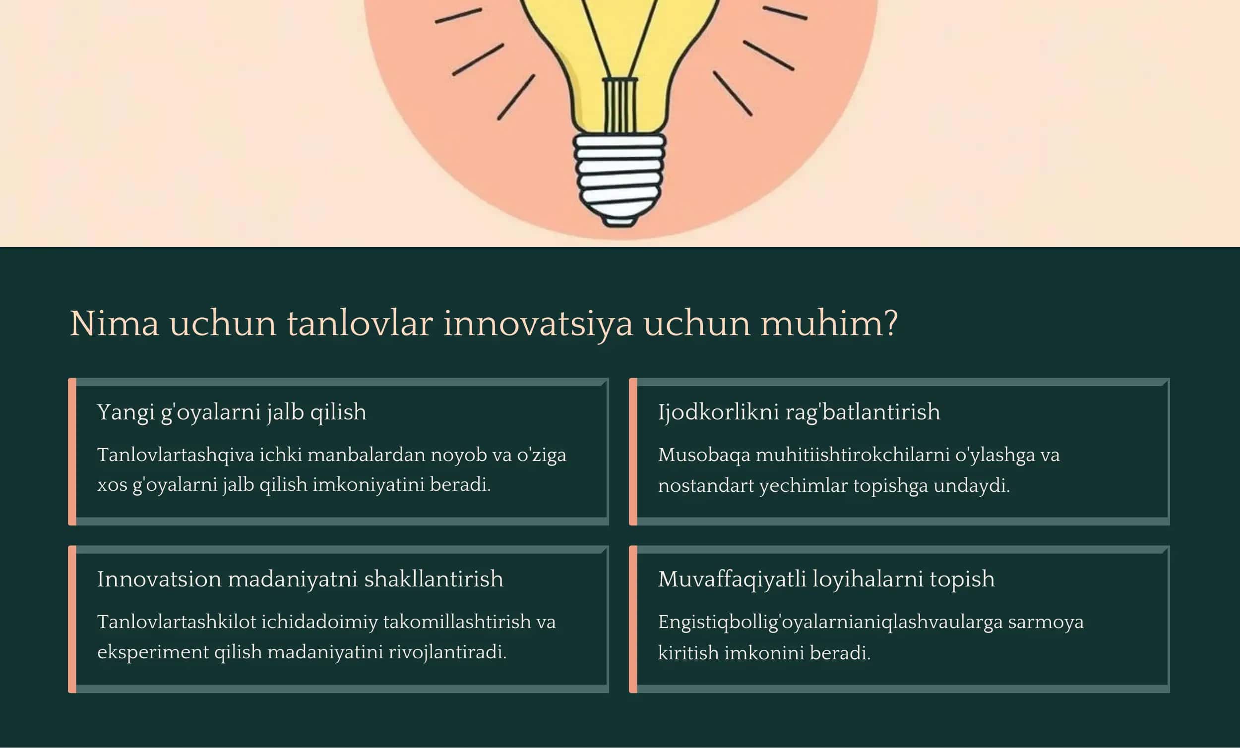 Tanlovlar innovatsiya uchun muhim 2