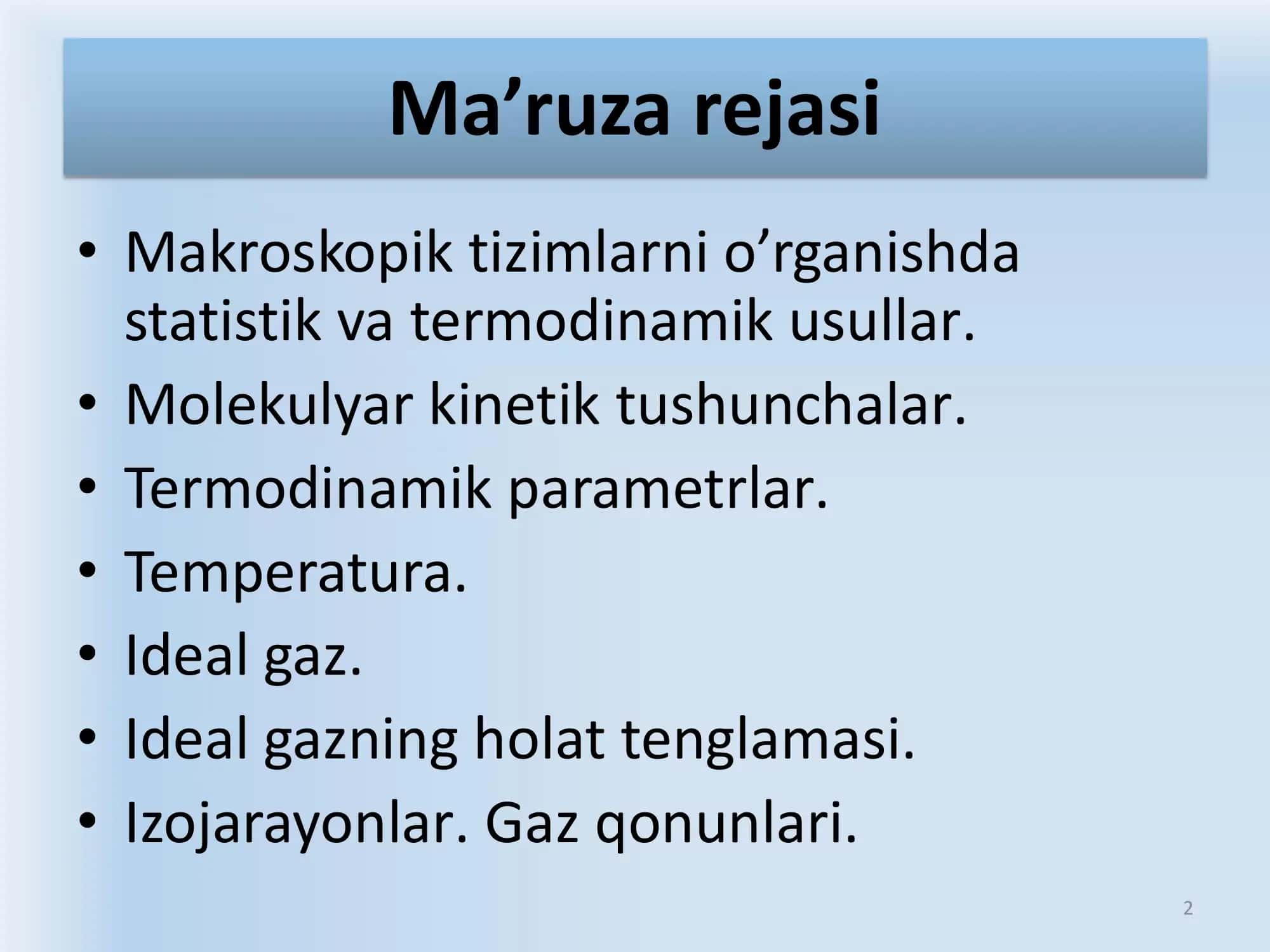 Termodinamik tizim 2
