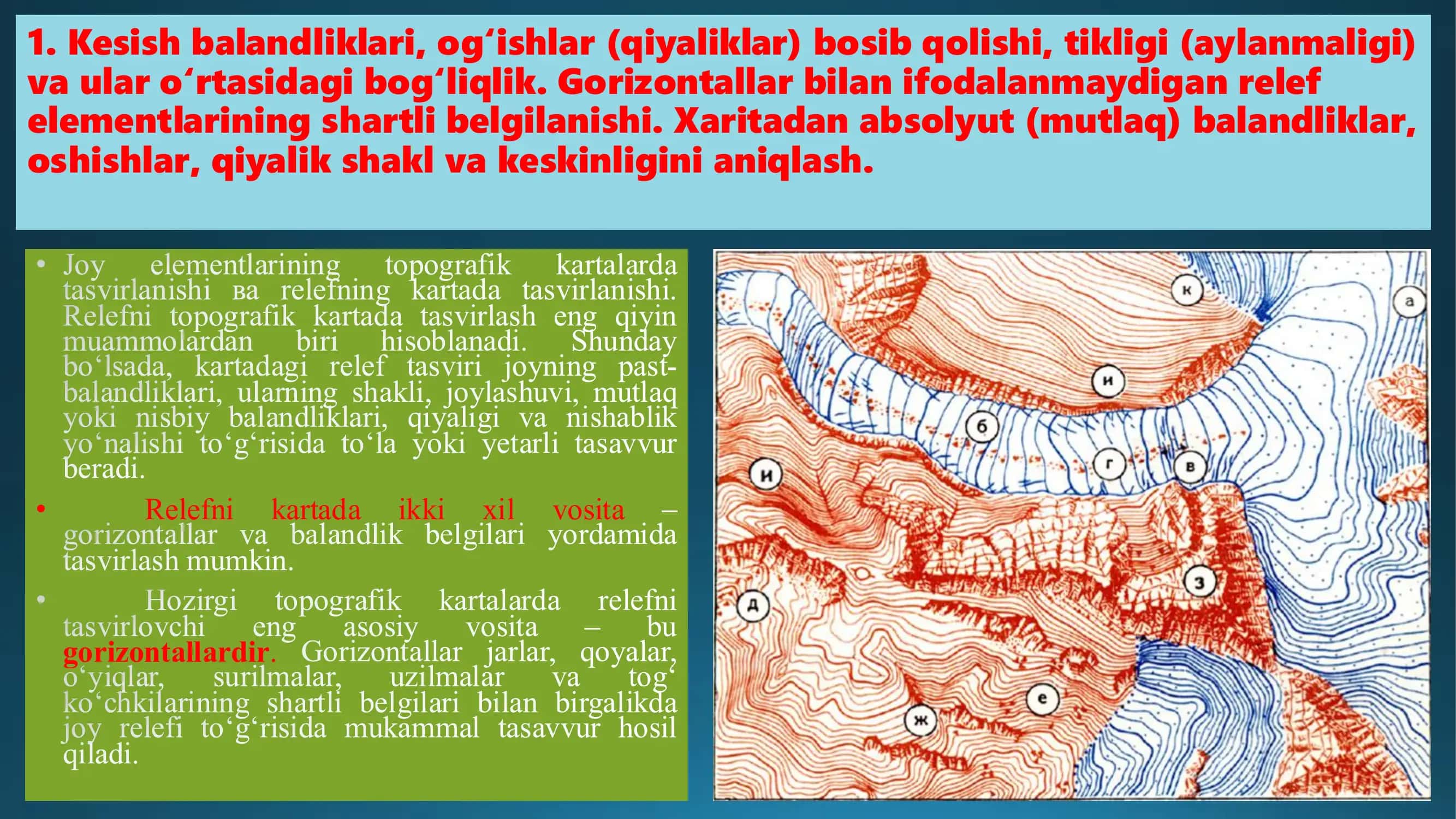 Rel'efni gorizontallar bilan tasvirlash 2