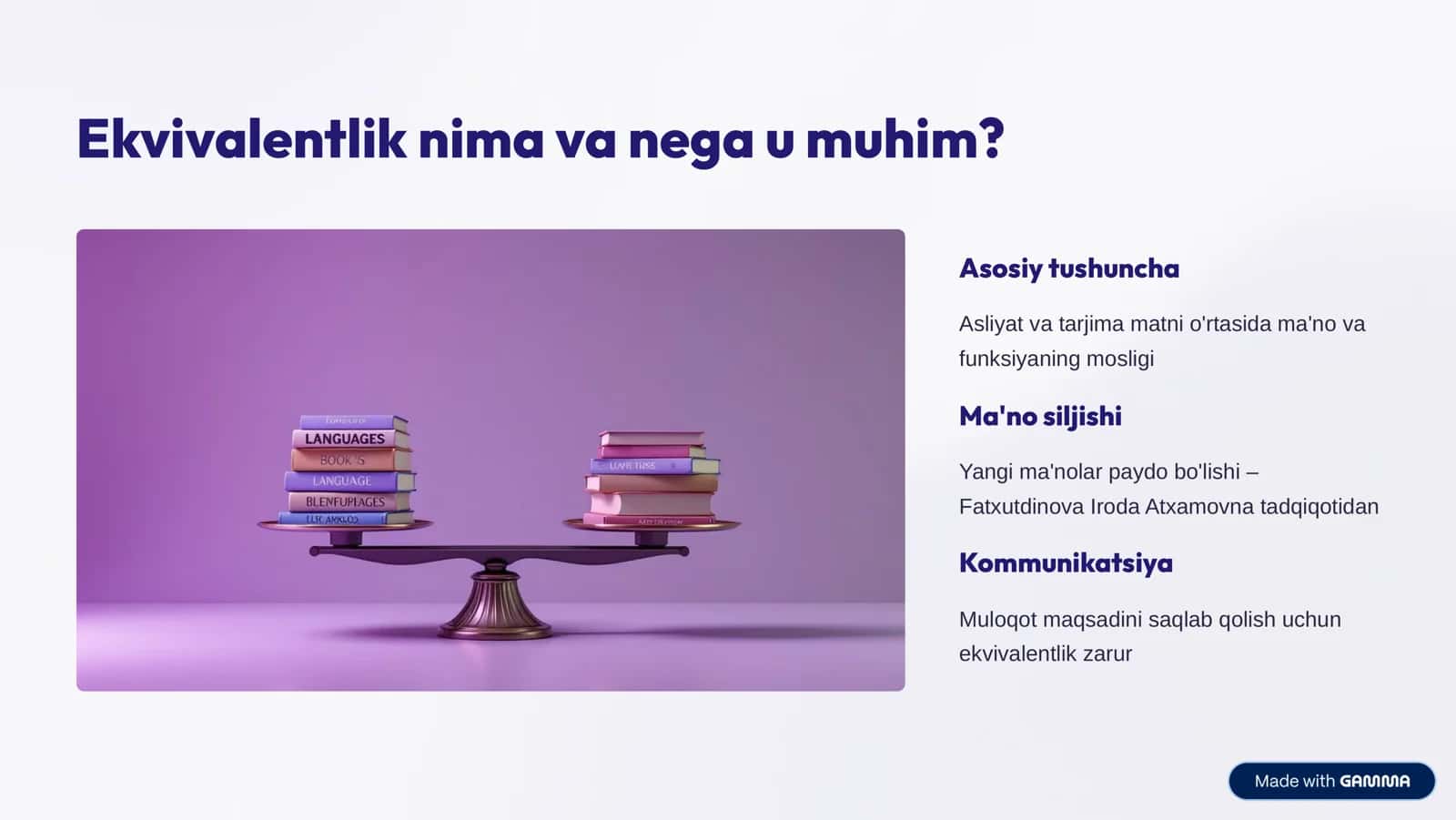 Tarjimada ekvivalentlik masalasi: nazariya va amaliyot 2