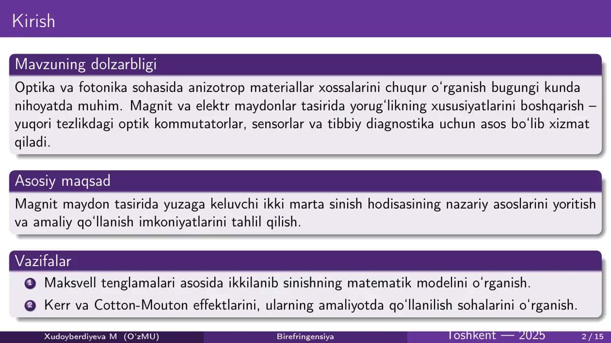 Yorug‘likning ikkilanib sinishi 2