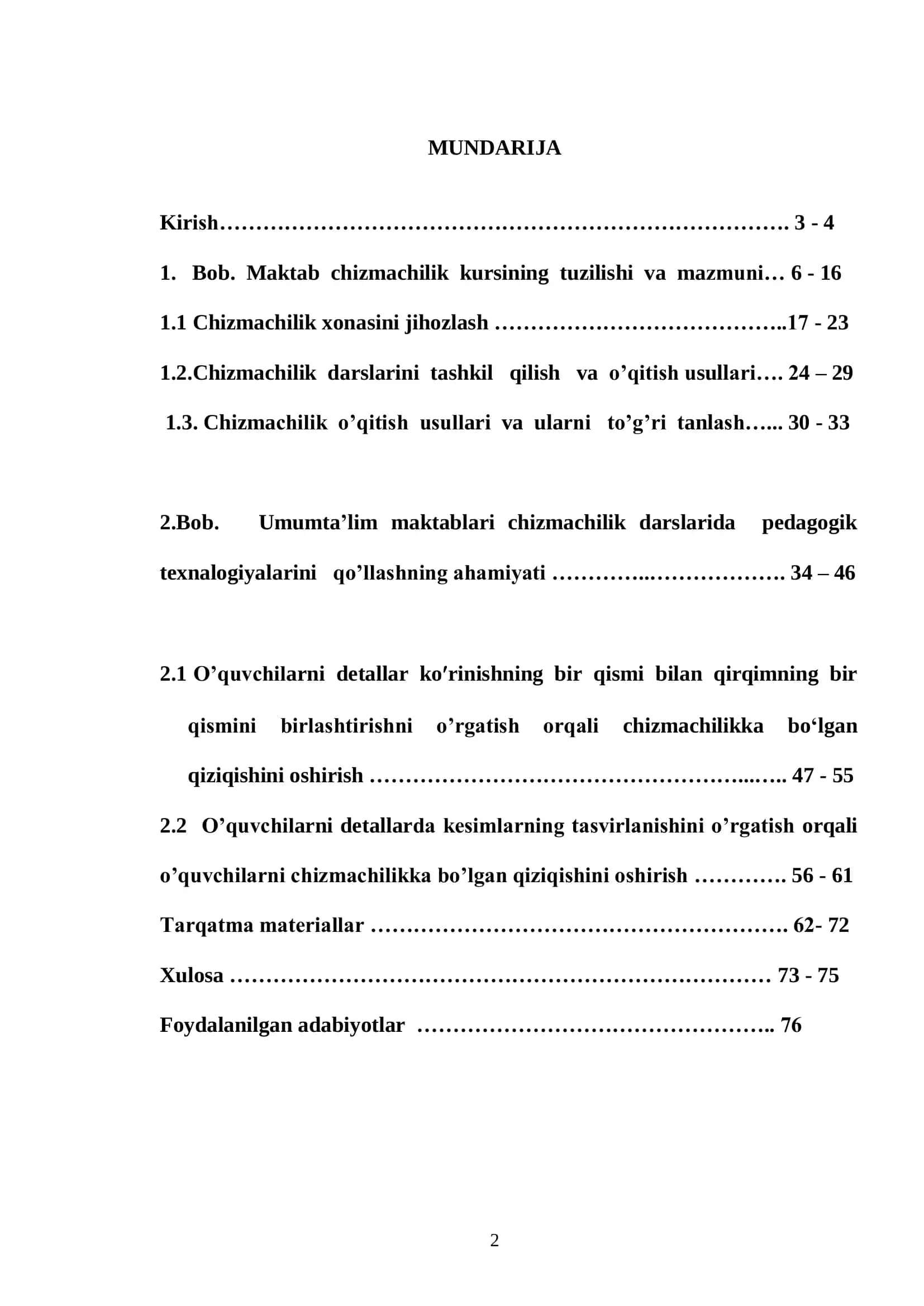 TASVIRIY SAN’AT VA MUXANDISLIK GRAFIKASI 2