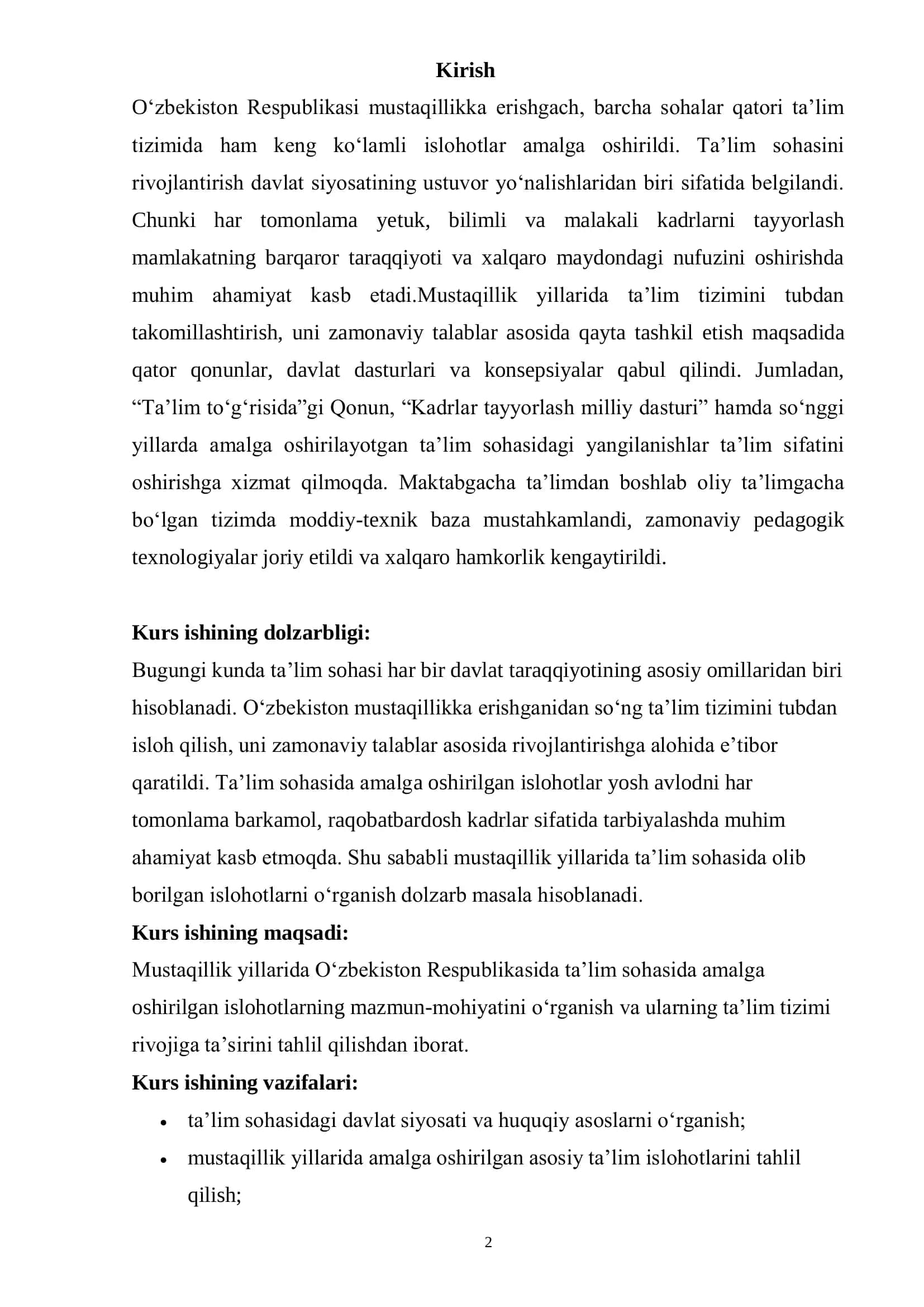 Ta'lim sohasi rivojlanishi 2