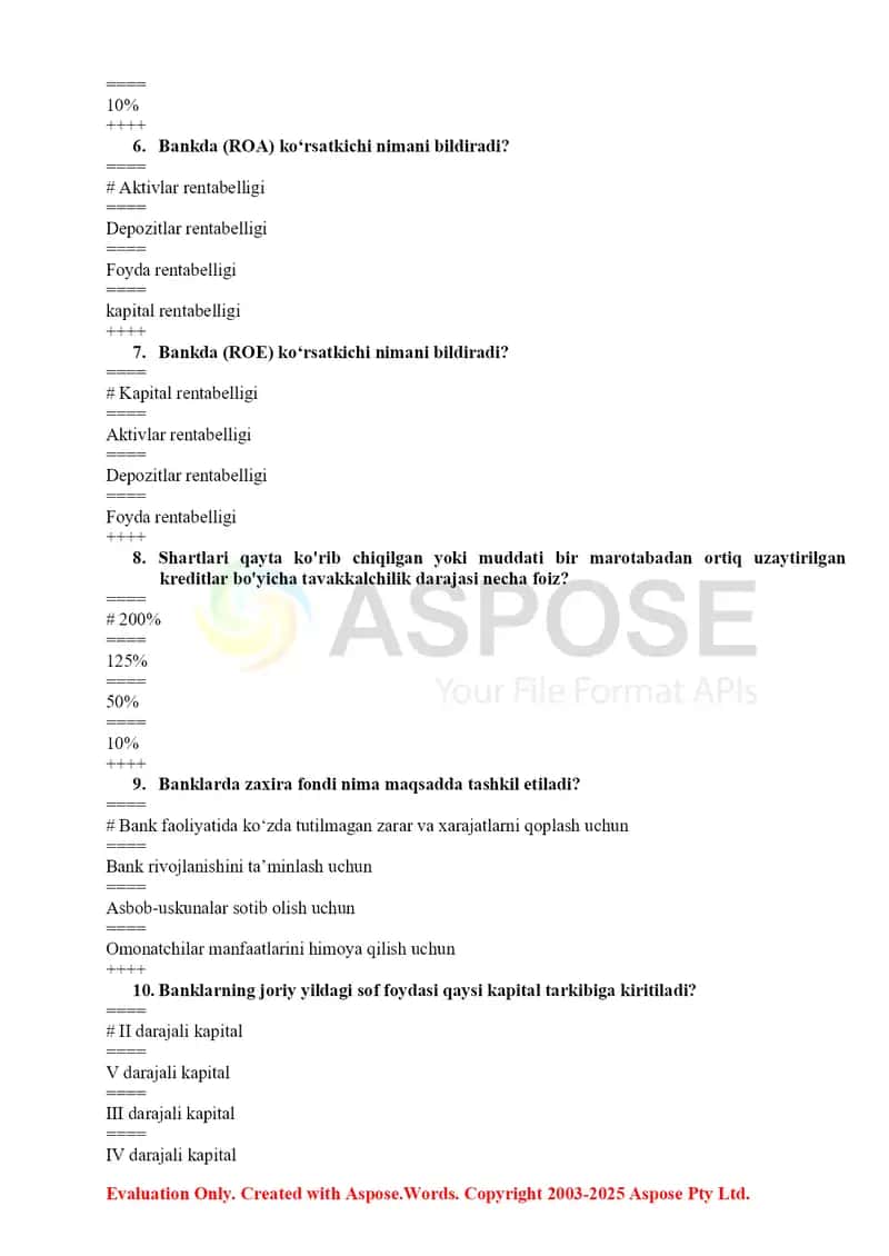 Bank ishi test 2025 2