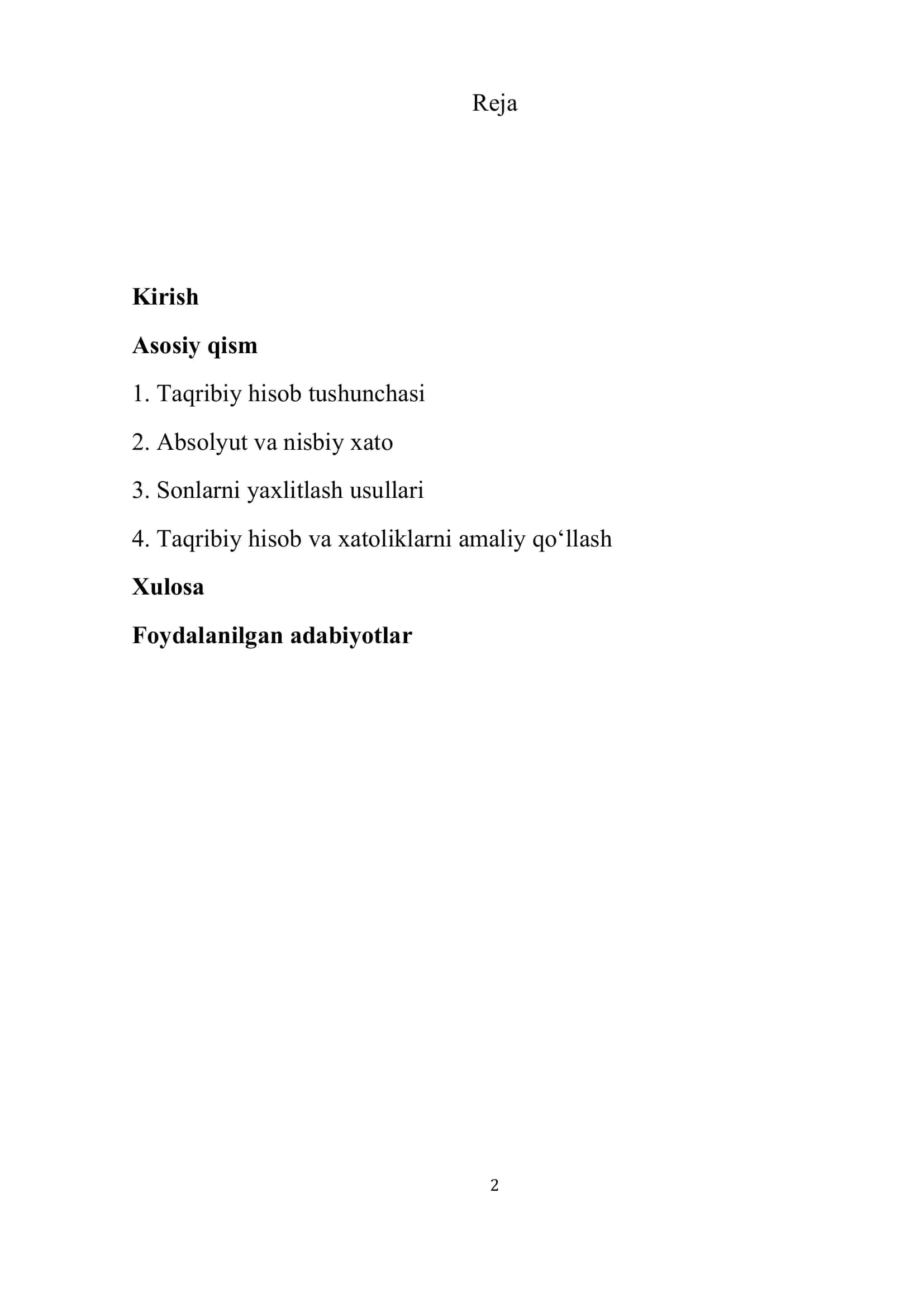 Matematika va uni o'qitish metodikasi fanidan 2