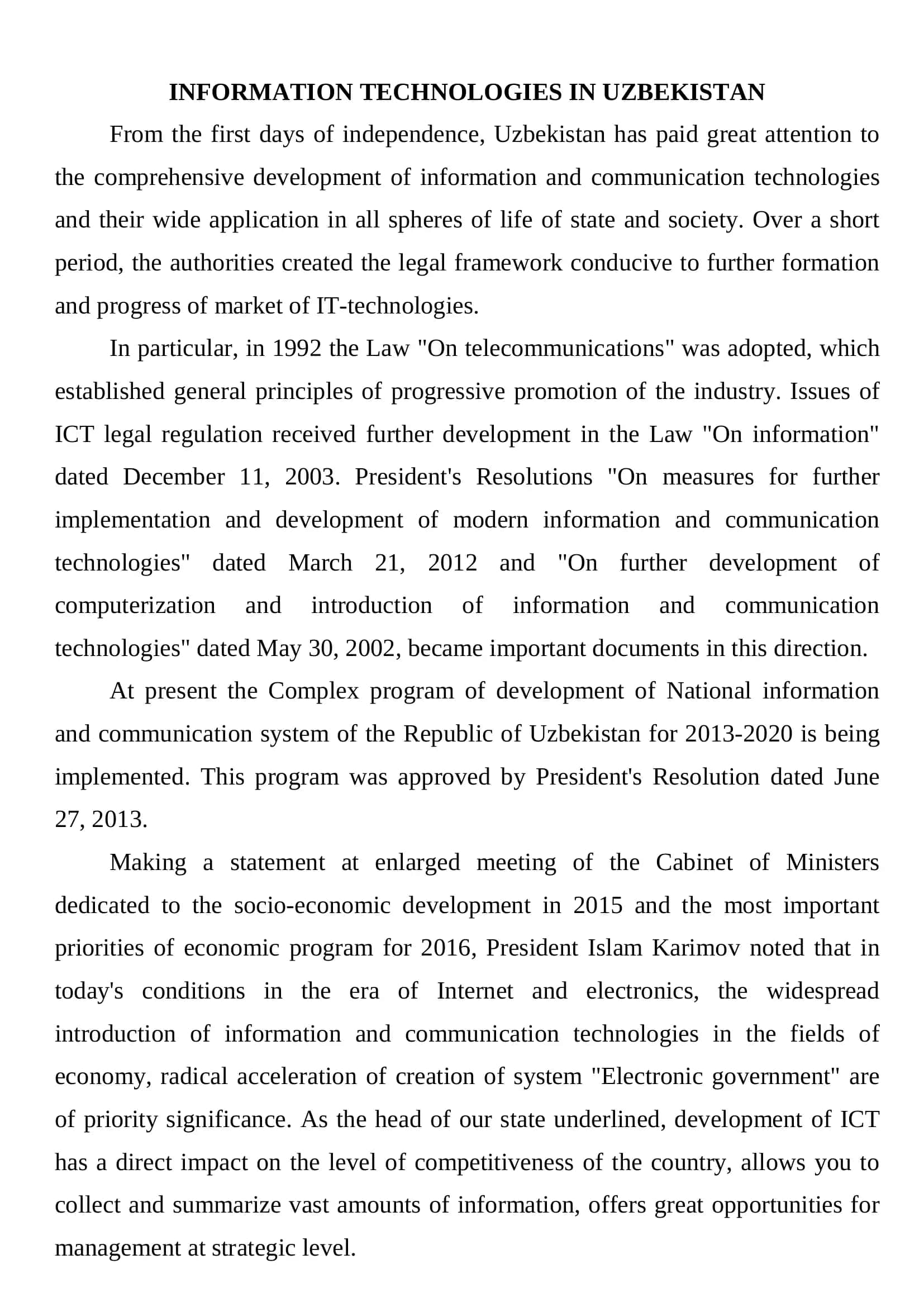INFORMATION TECHNOLOGIES IN UZBEKISTAN 2