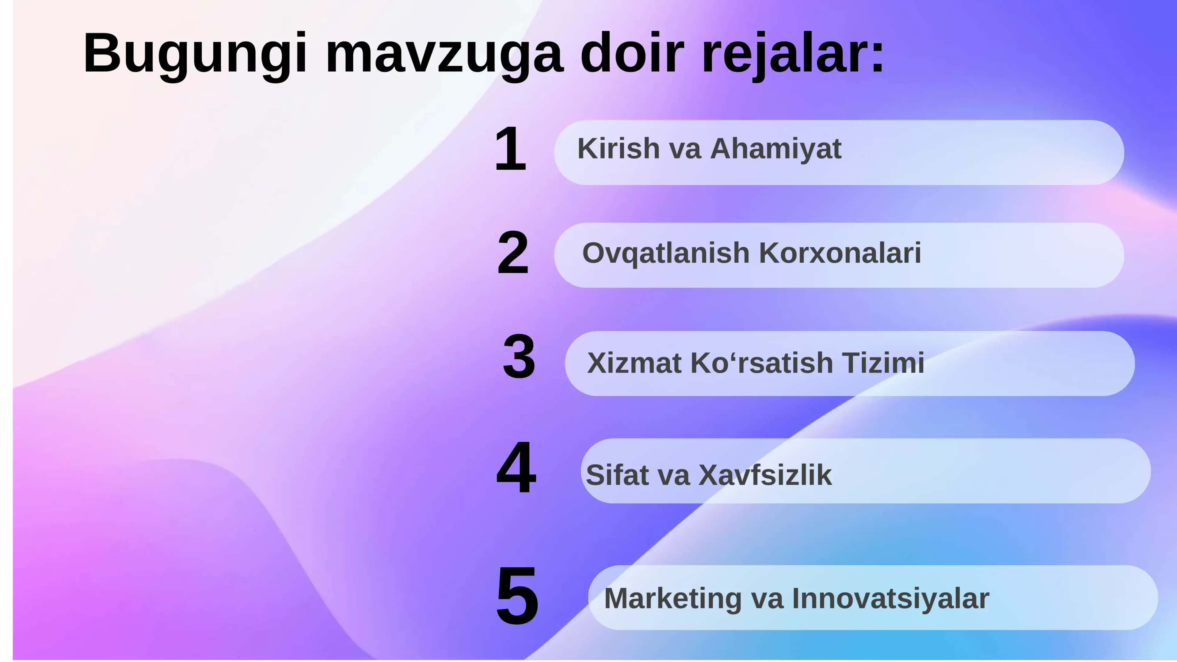 Turizm sohasida ovqatlanish xizmati 2