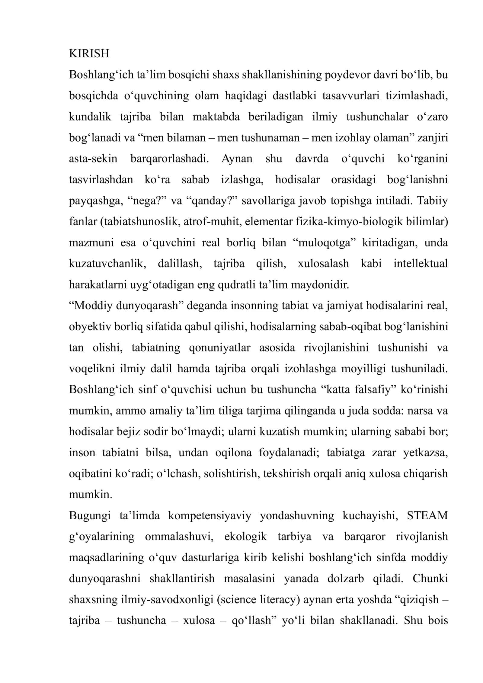 Boshlang‘ich ta’lim tabiiy fanlarini o‘qitish jarayonida boshlang‘ich sinf 2