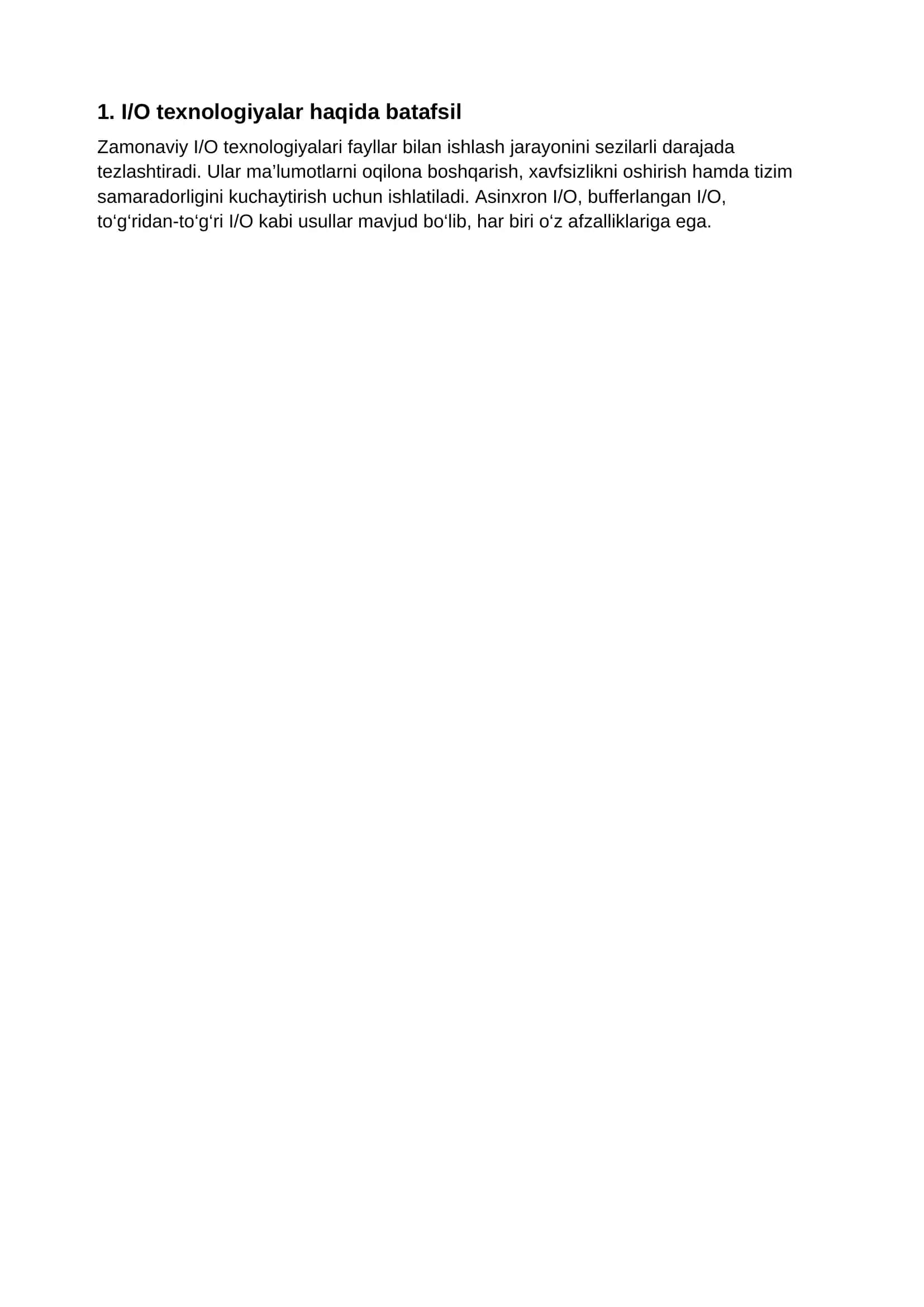 Fayllar bilan ishlashning yangi usullari (I/O texnologiyasi) 2