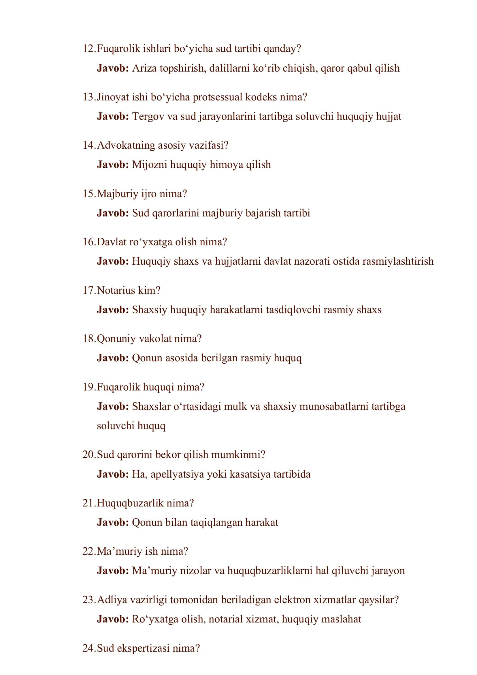 ADLIYA VAZIRLIGI TESTLARI 2