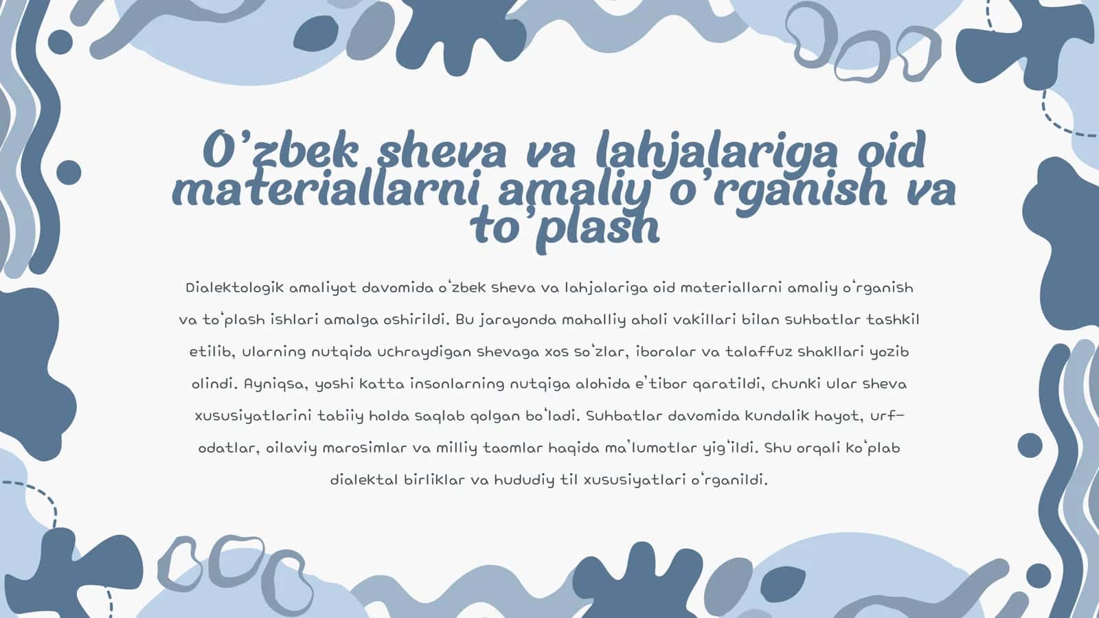 Dialektologik amaliyot 2