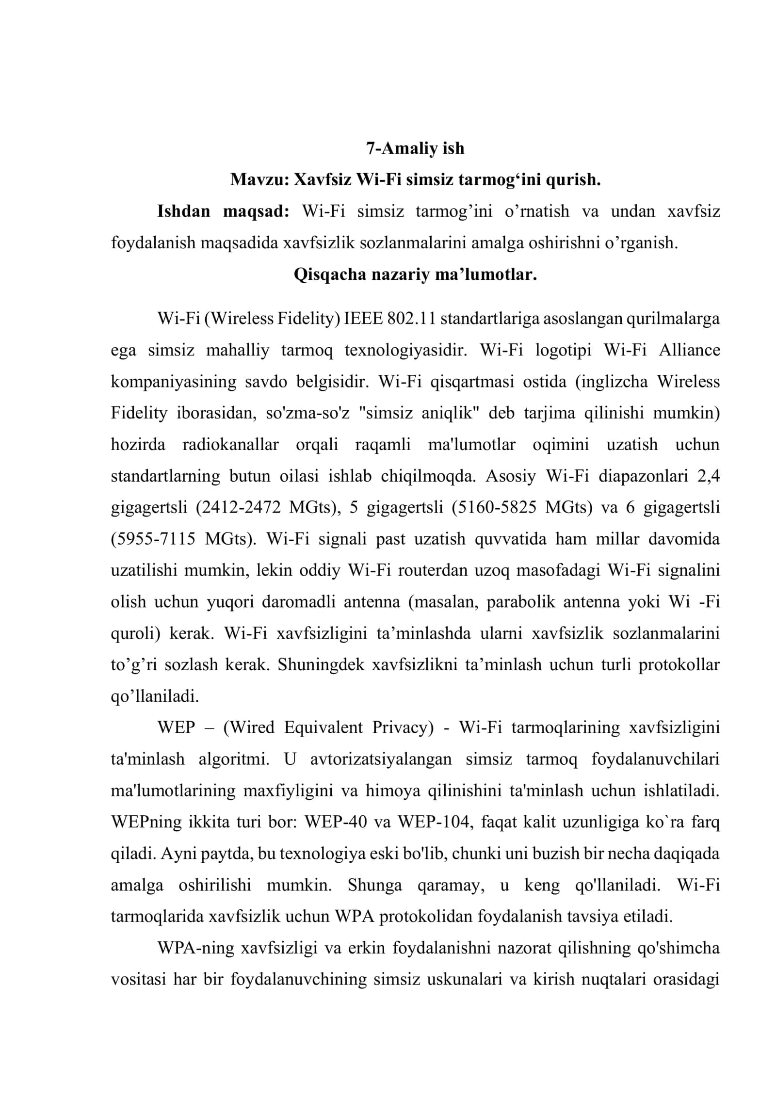 Xavfsiz Wi-Fi simsiz tarmog‘ini qurish 2