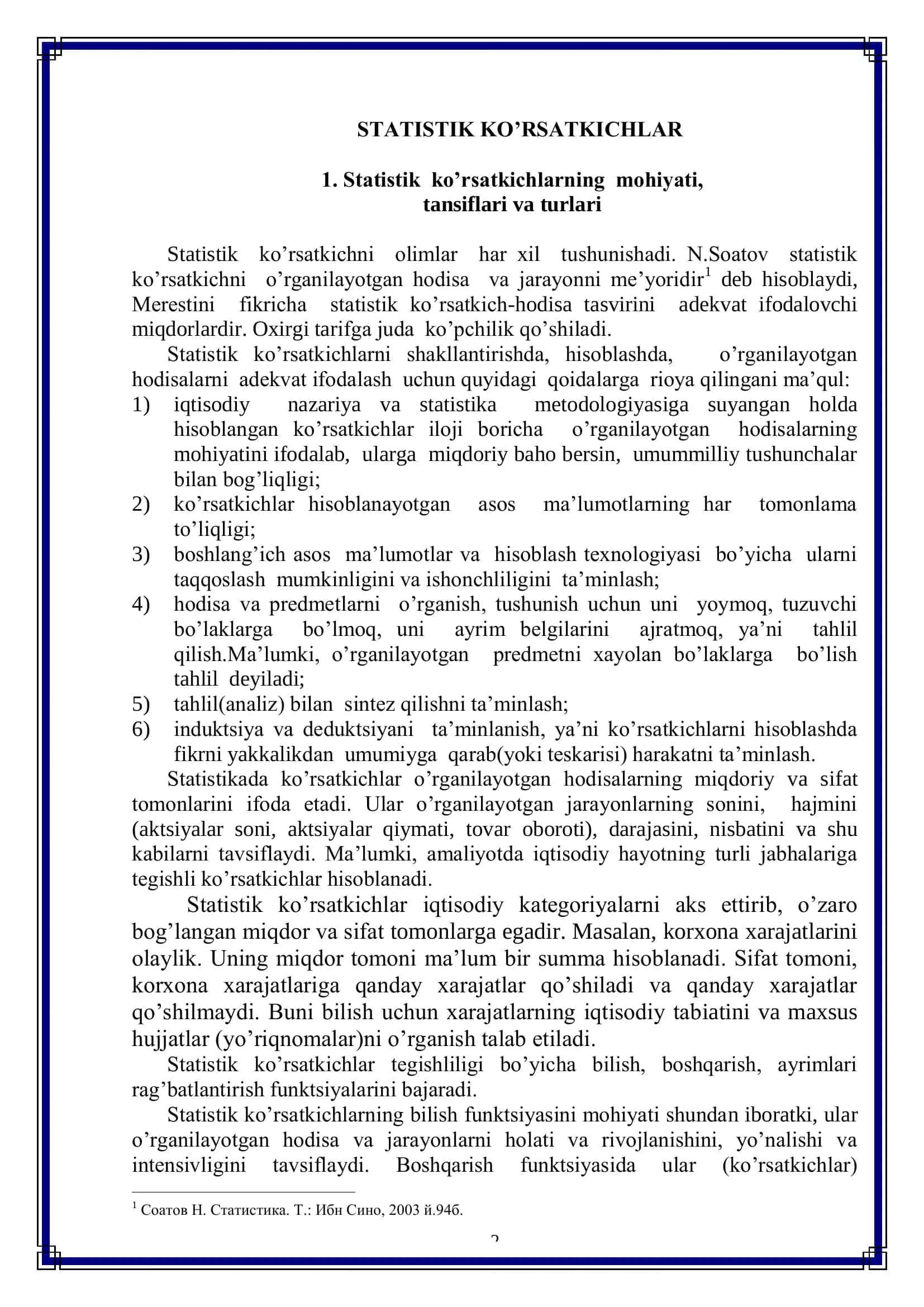 Statistik ko’rsatkichlar 2