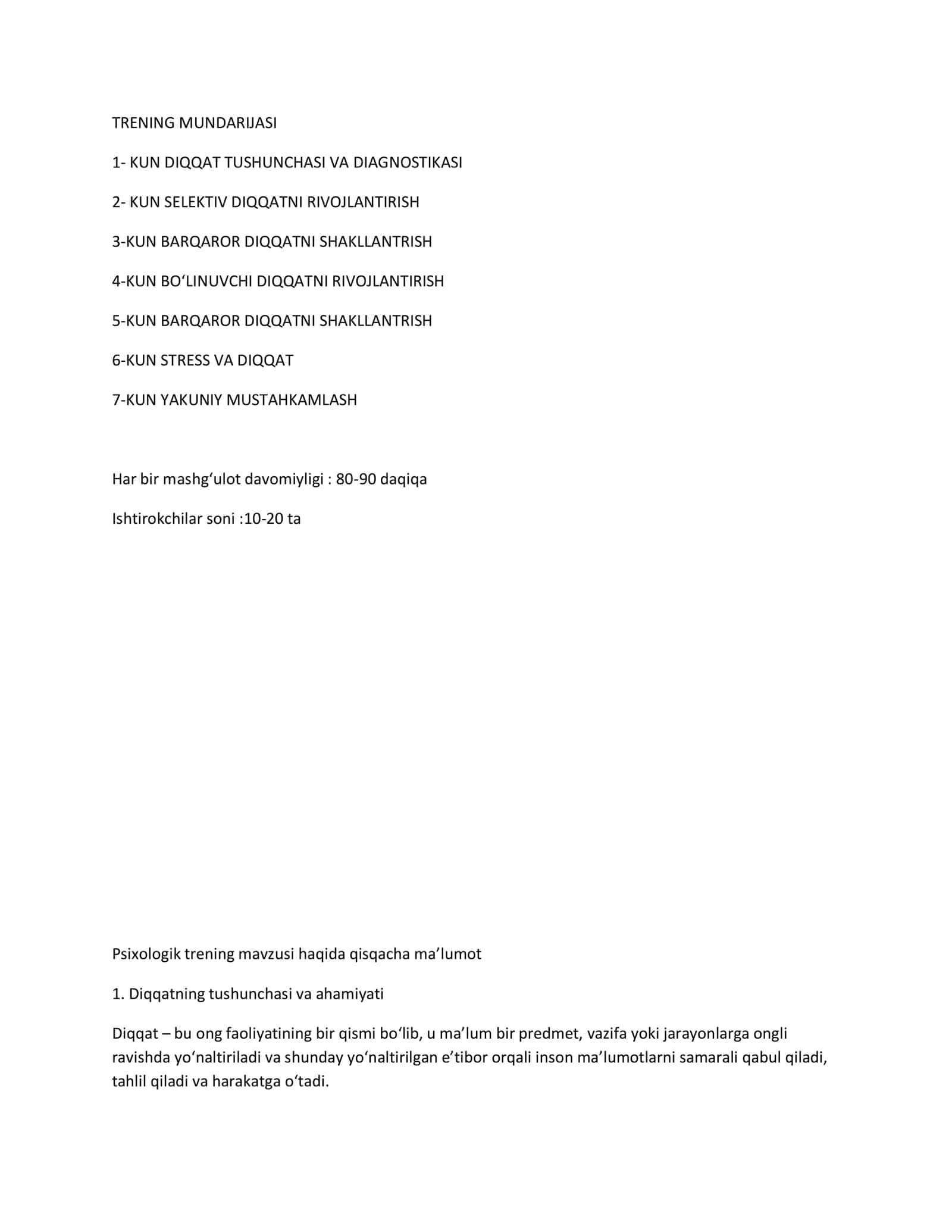 TRENING MASHGʻULOTLARI JAMLANMASI 2