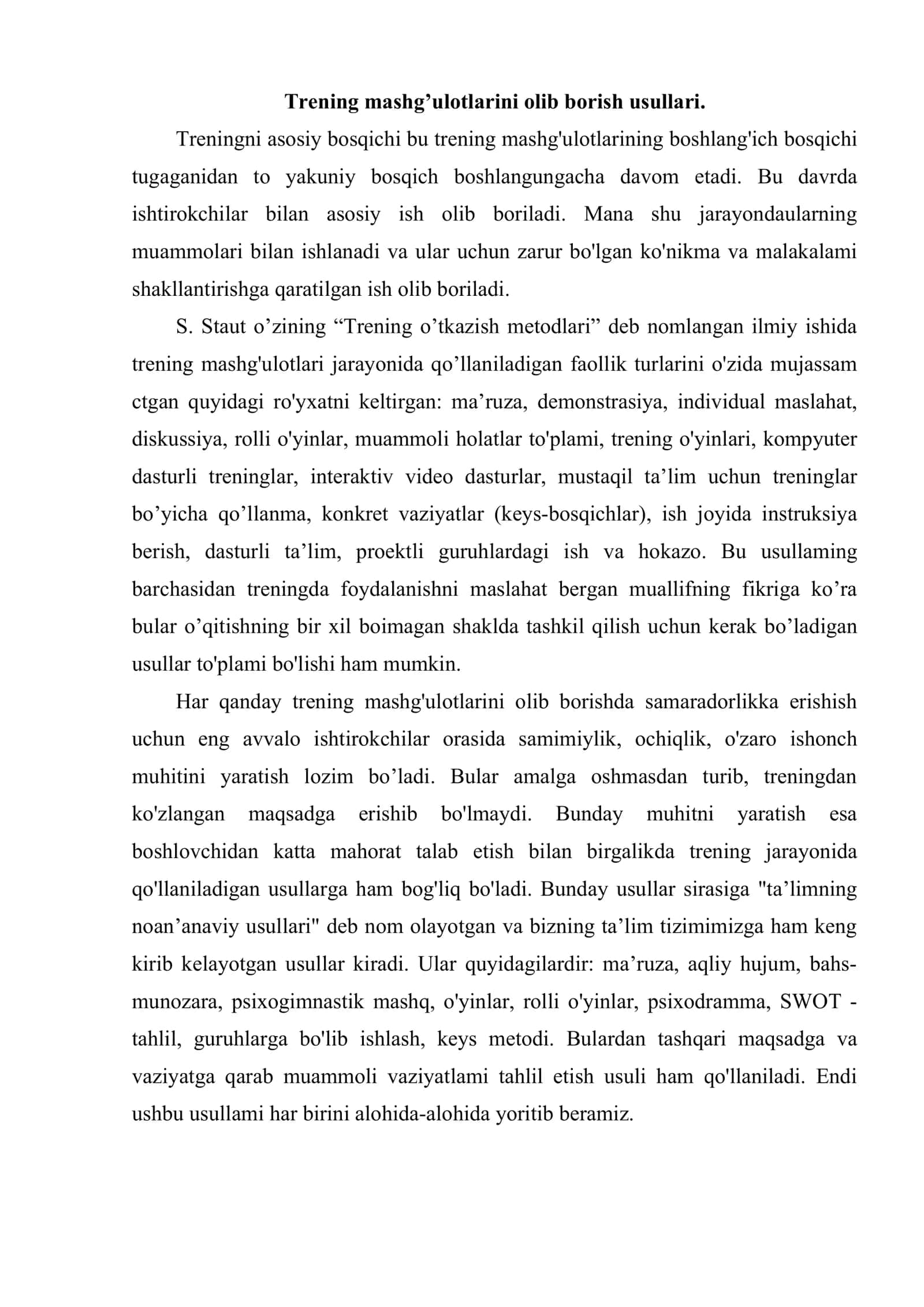 Guruhiy treninglarning uslubiy muammolari 2