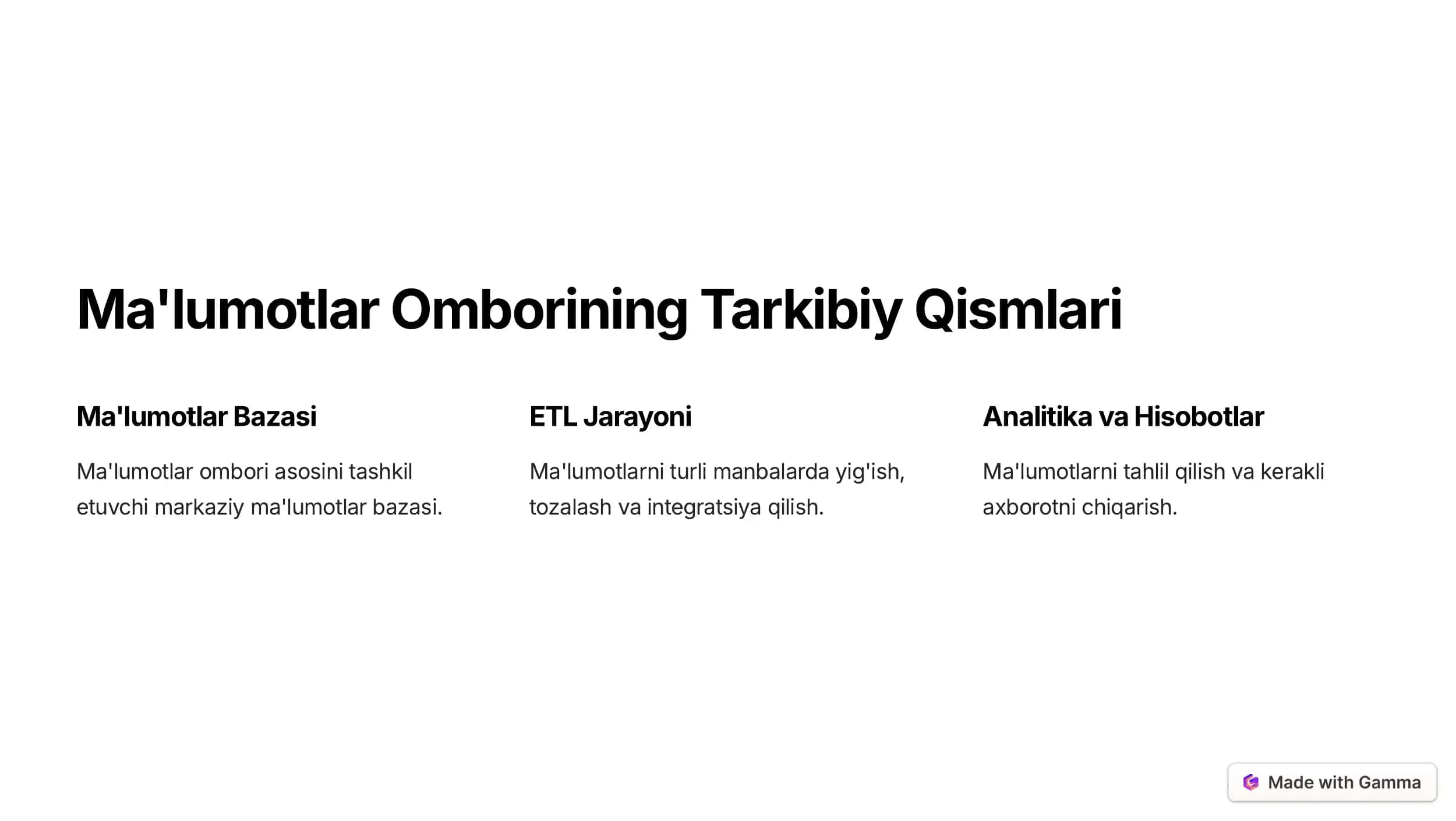 Ma'lumotlar Ombori 2