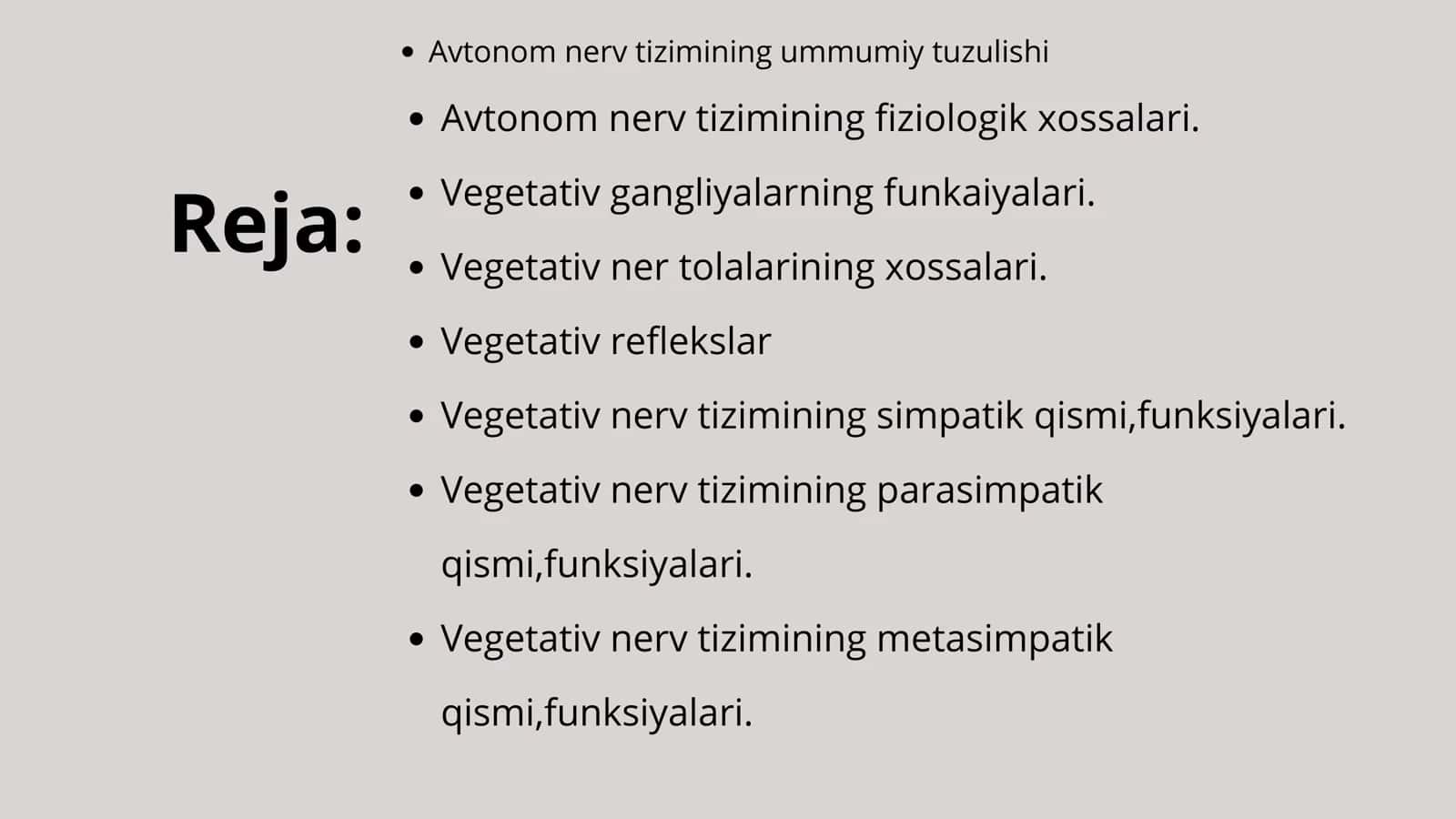 Vegetativ asab sistemasini oʻrganish 2