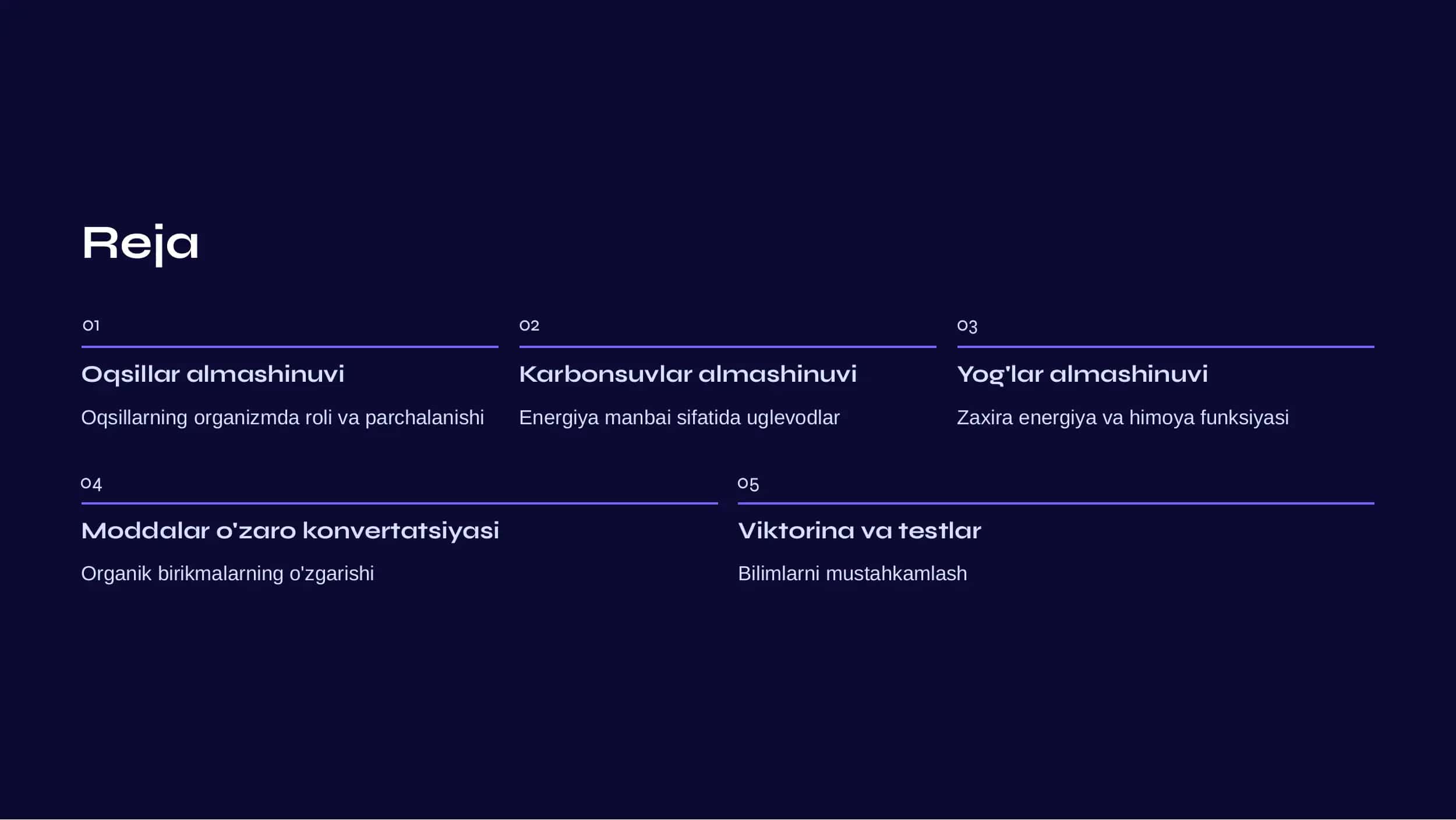 Oqsillar, Karbonsuvlar va Yog'lar Almashinuvi 2