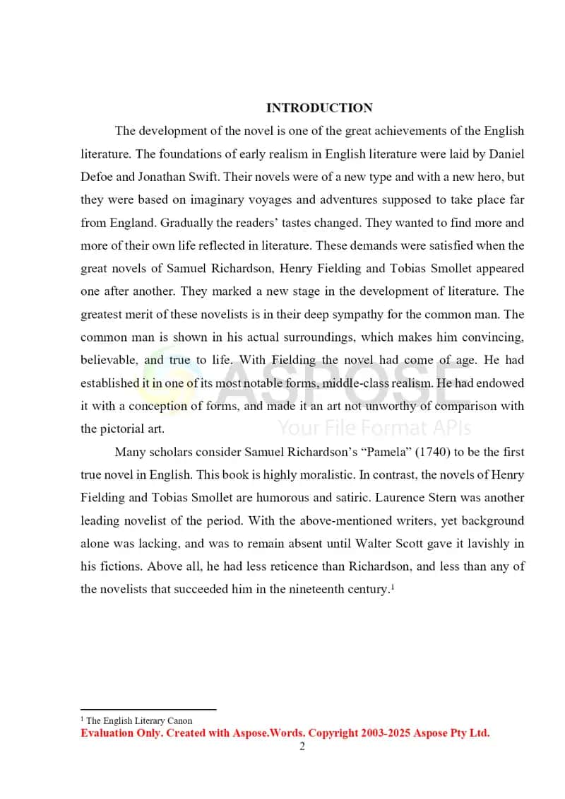 Development of English realistic novel 2