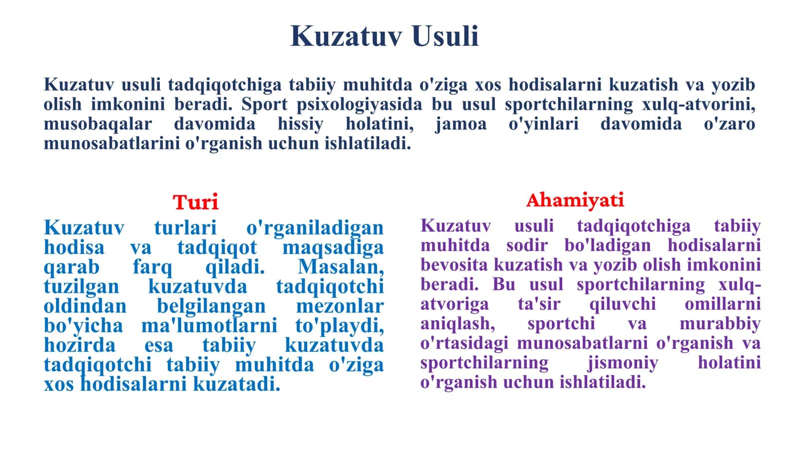 PSIXOLOGIYA VA SPORT PSIXOLOGIYASINING TADQIQOT USULLARI 2