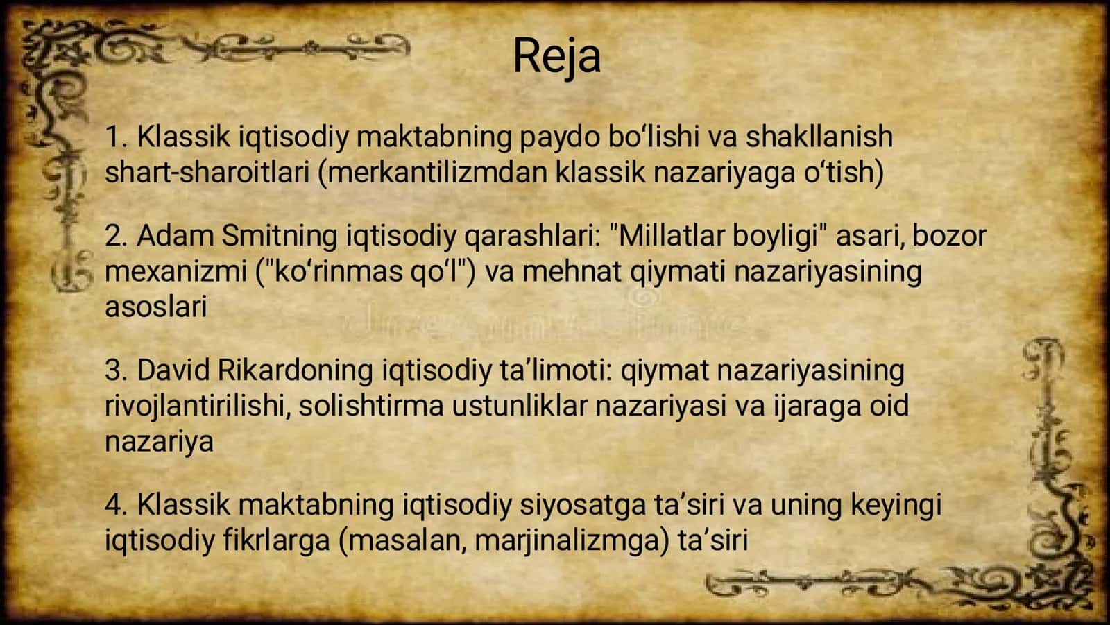 Klassik iqtisodiy maktablarning to'la shakllanishi 2