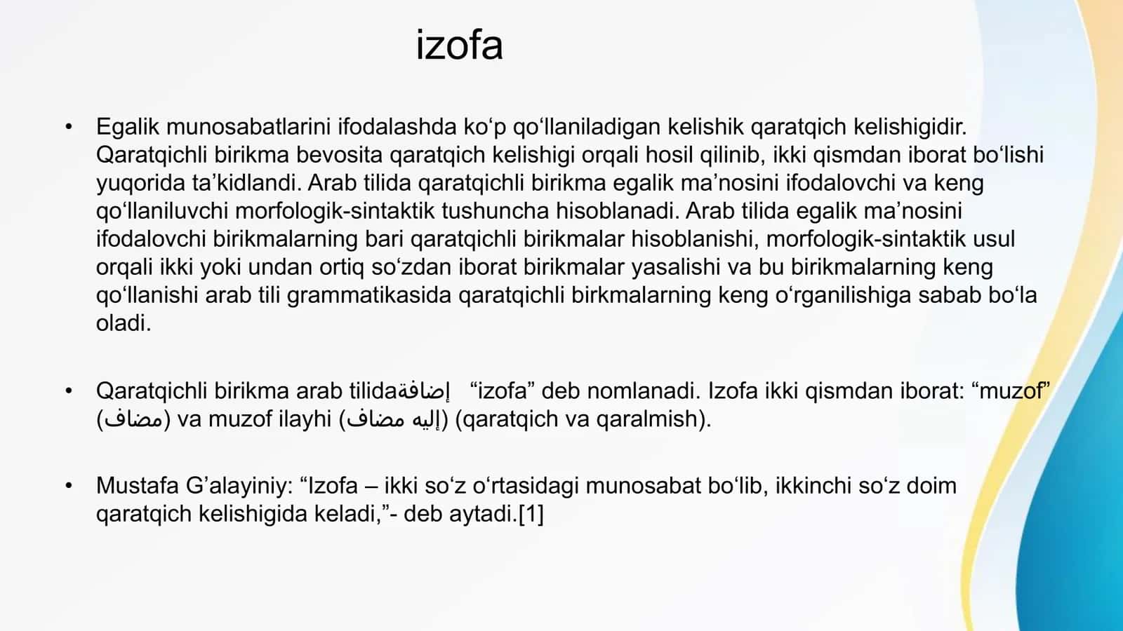 O'ZBEK TILI TA'RIXI FANIDAN TAYYORLAGAN TAQDIMOTI 2