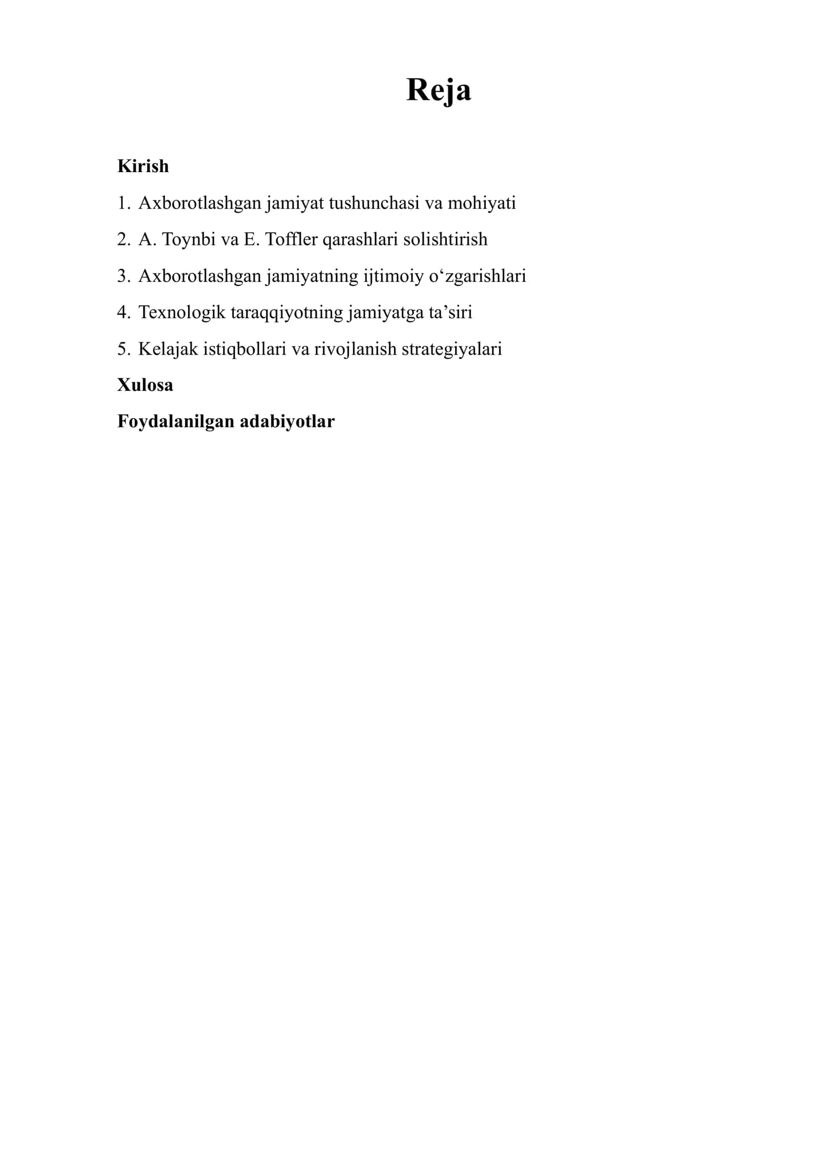 Axborotlashgan jamiyat va uning istiqbollari" (A.Toynbi, E. Toffler asarlarining qiyosiy tahlili asosida) 2