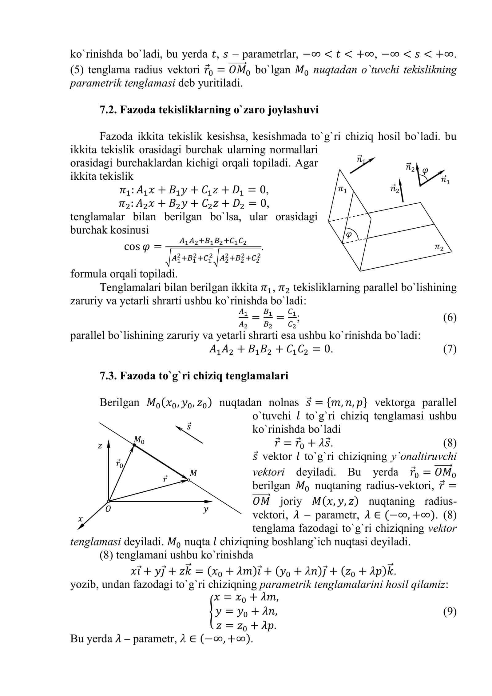 Fazoda analitik geometriya 2