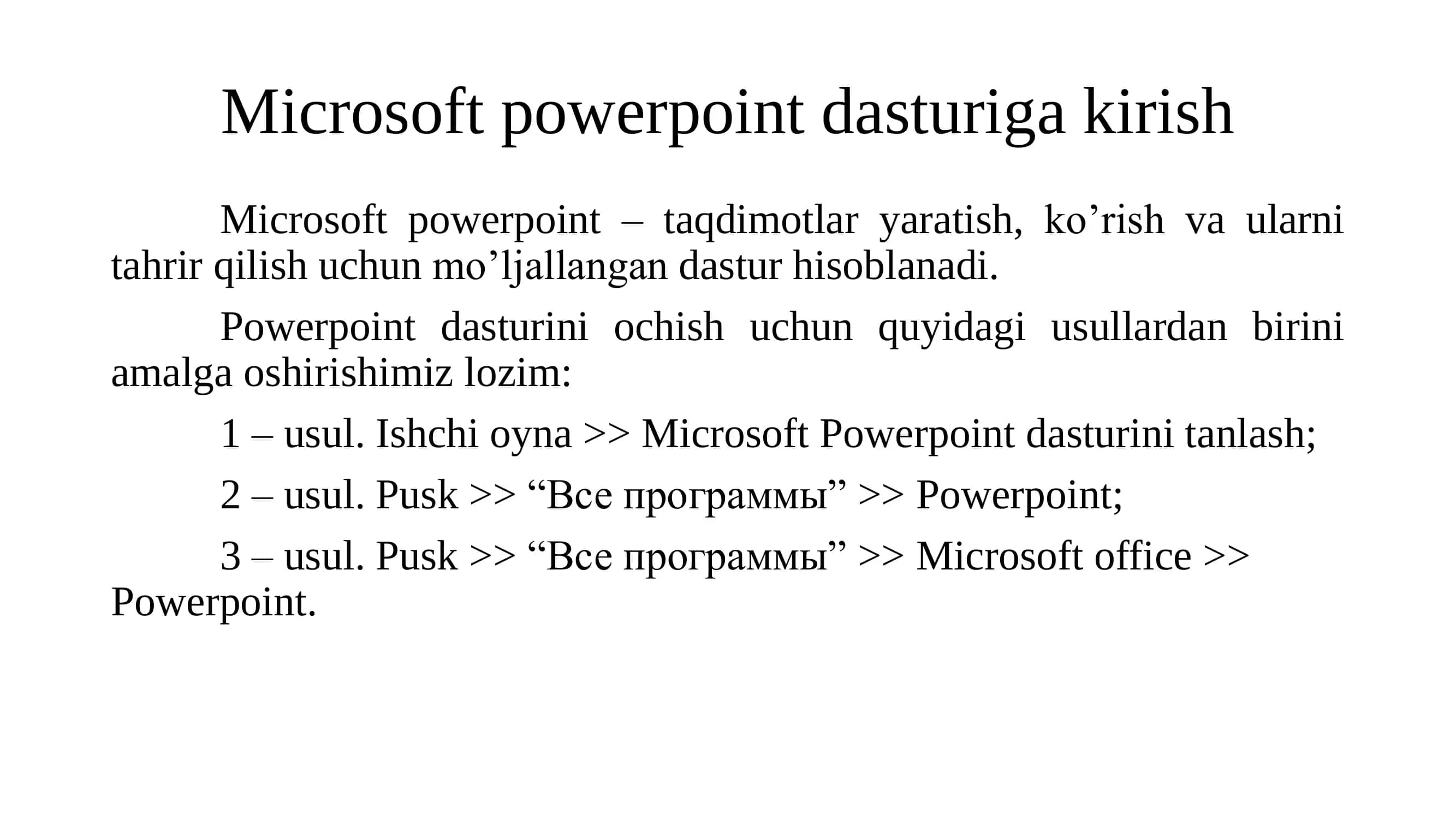 Microsoft Powerpoint bilan ishlash 2