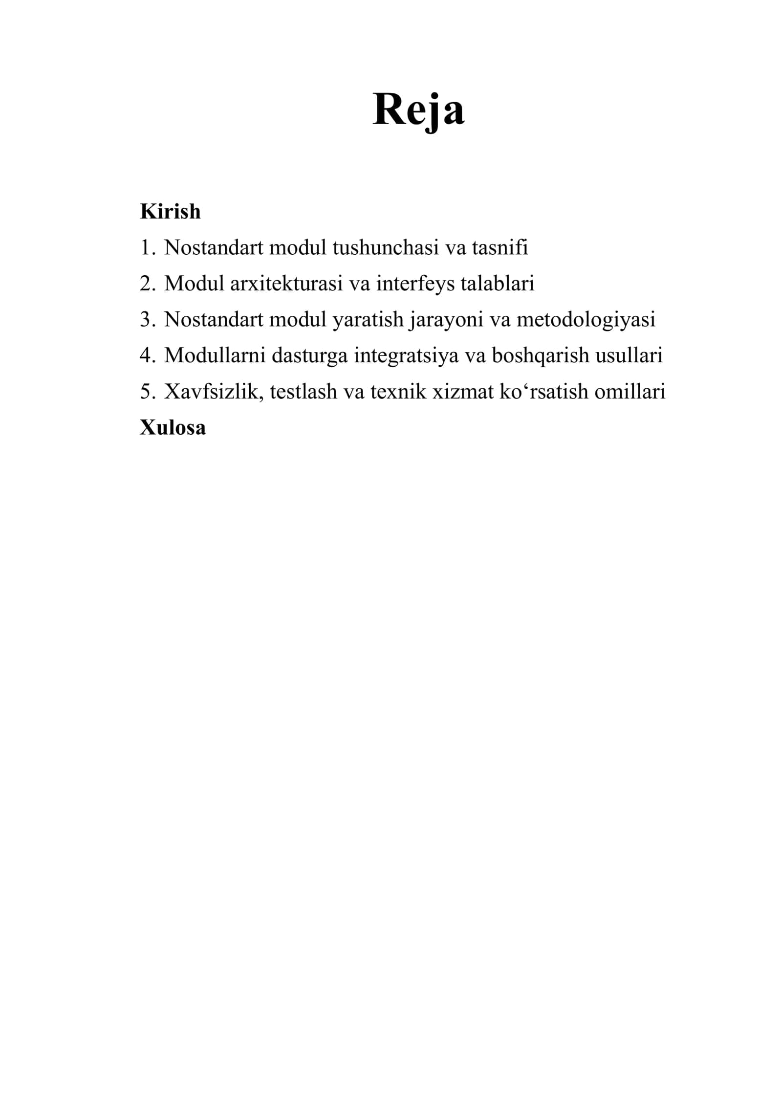 Nostandart modullarni yaratish va ularni dasturda qo’llash 2