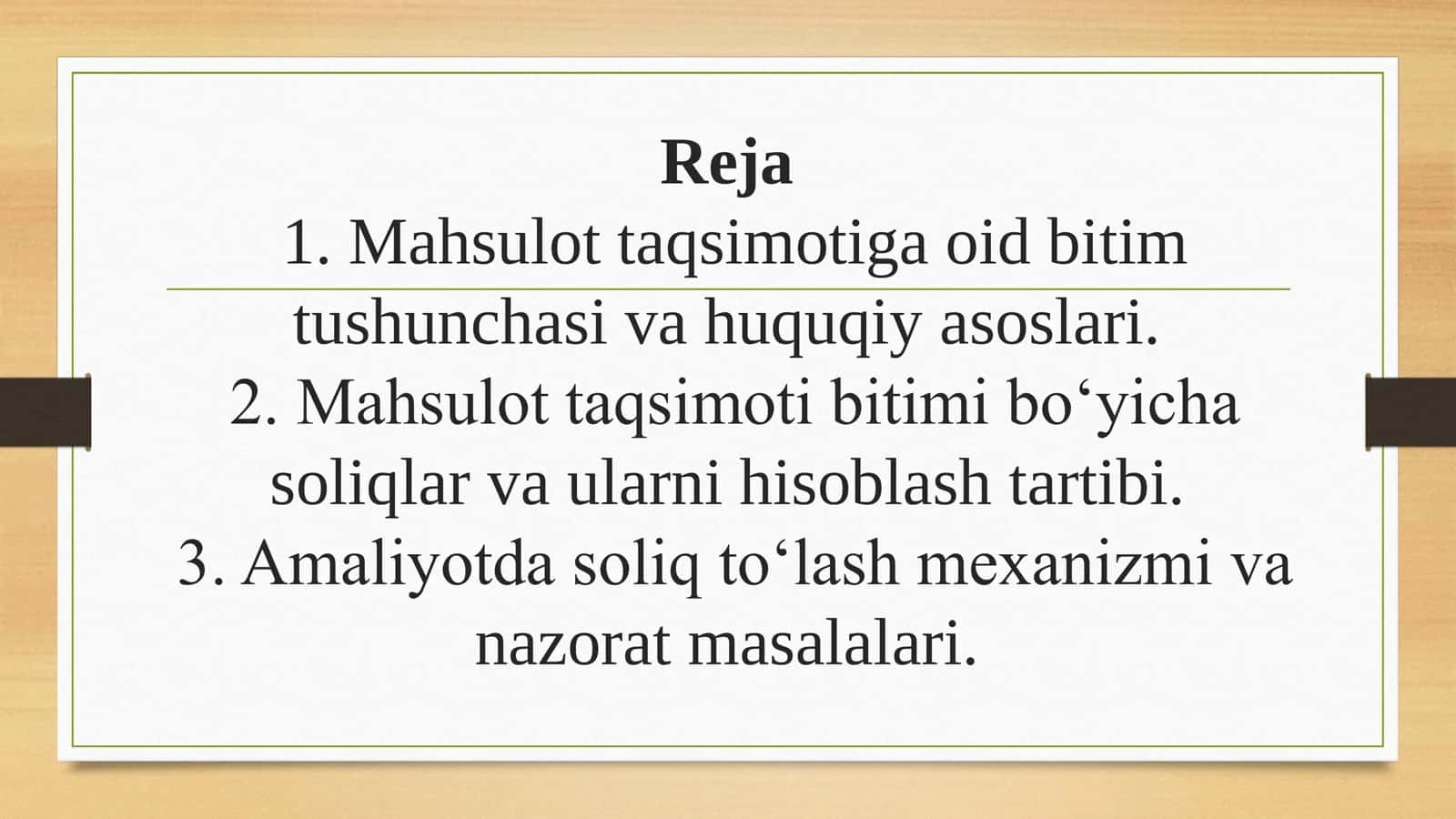 Mahsulot taqsimoti bitimlar 2