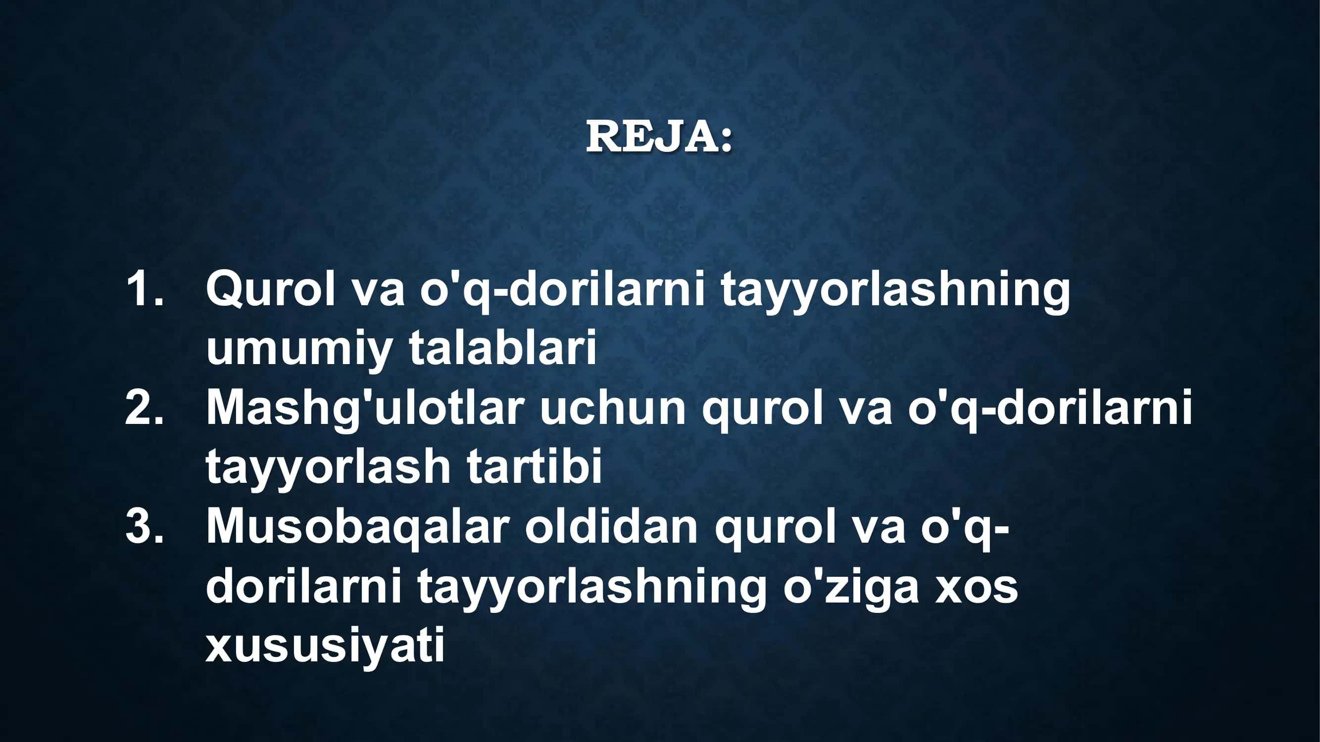 Qurol va o'q-dorilarni tayyorlash 2