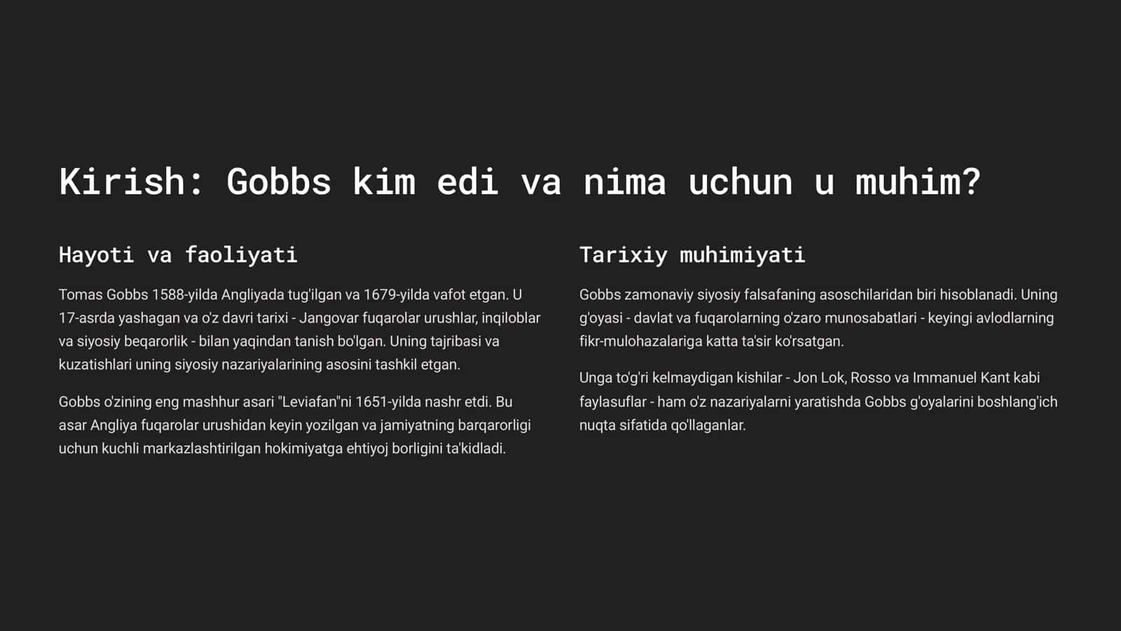 Tomas Gobbsning ijtimoiy-siyosiy falsafasi 2