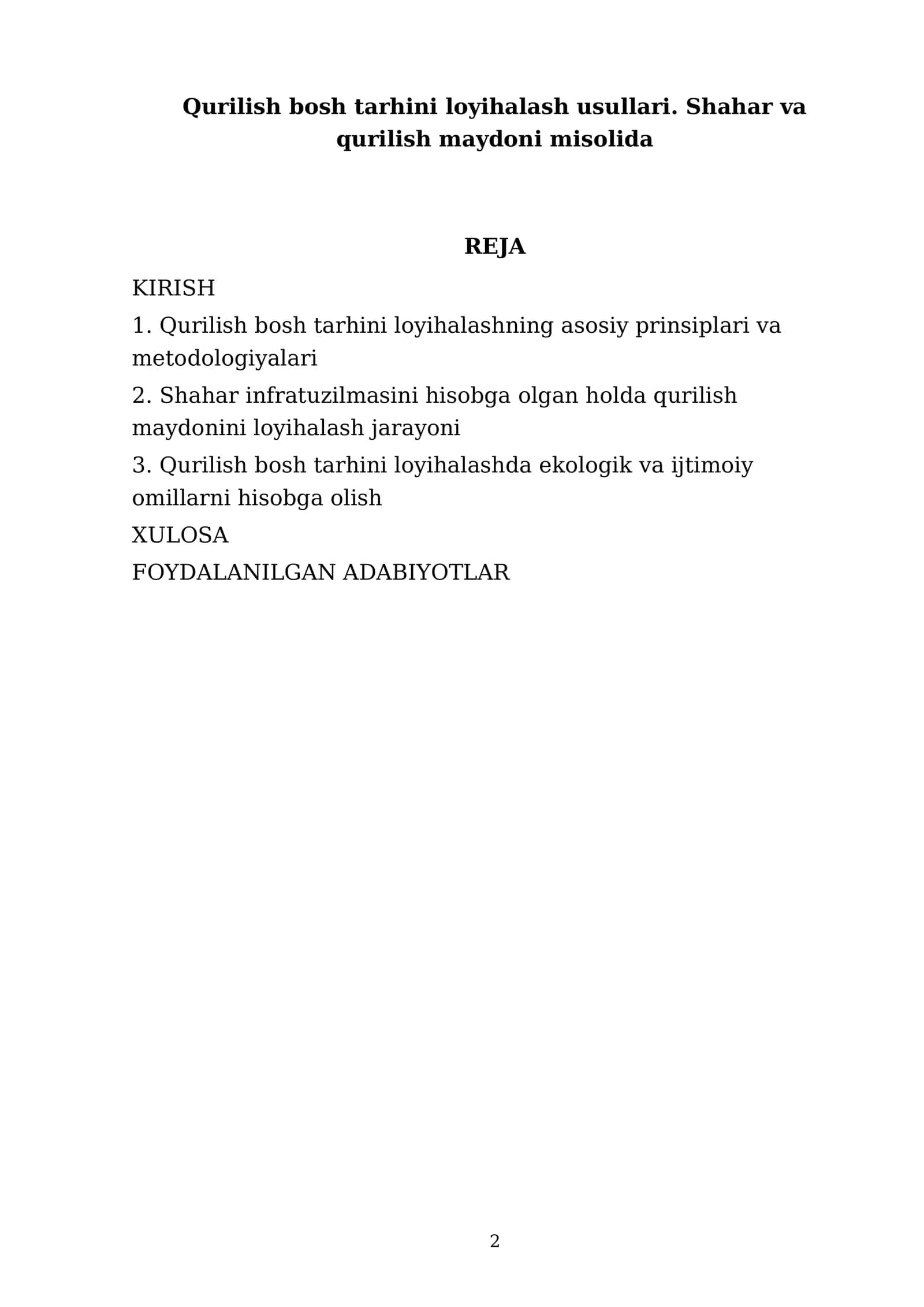 Qurilish bosh tarhini loyihalash usullari 2
