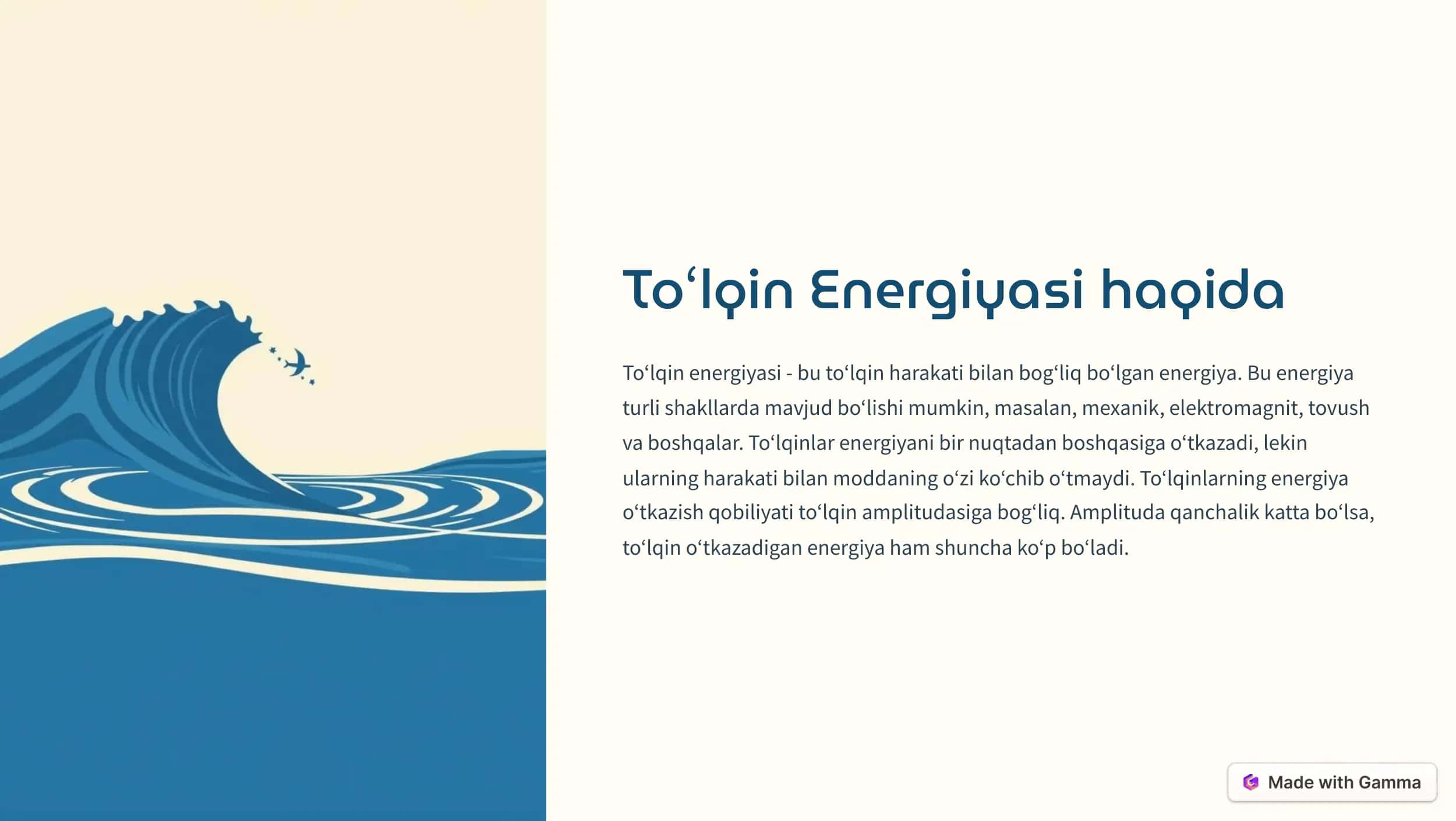 Toʻlqin Energiyasi va Umov Vektori 2