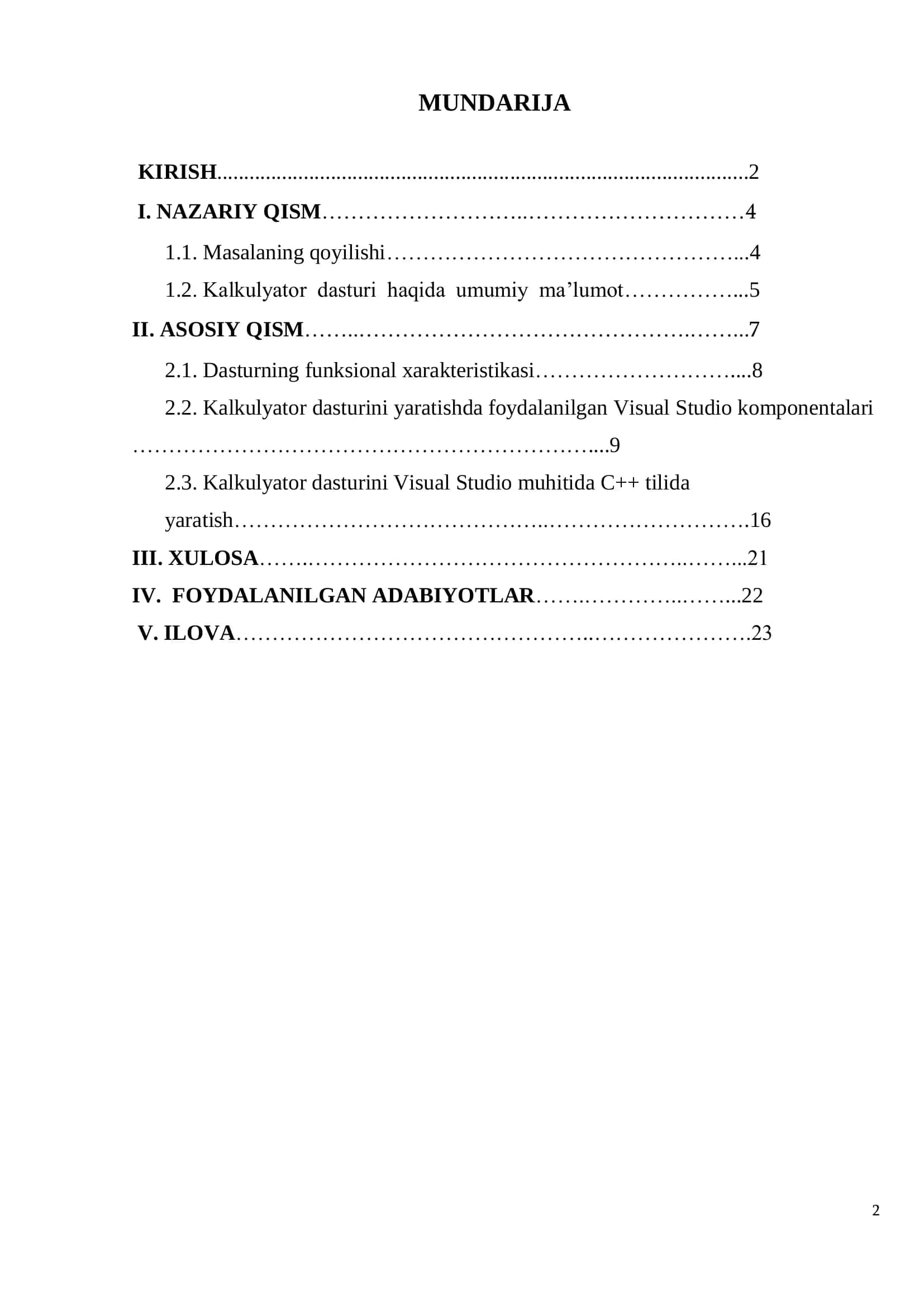 KALKULYATOR DASTURINI YARATISH 2