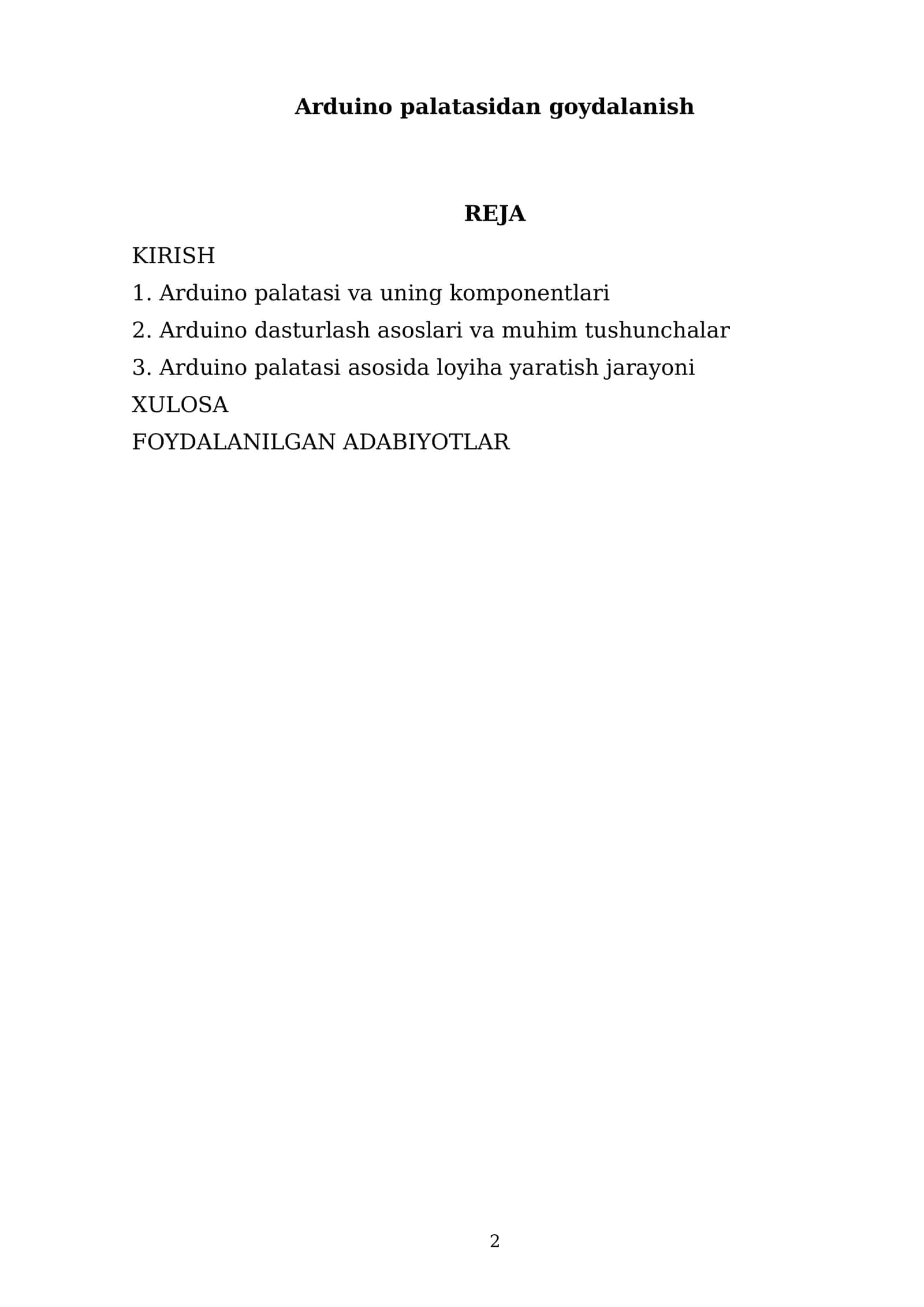 Arduino palatasidan goydalanish 2