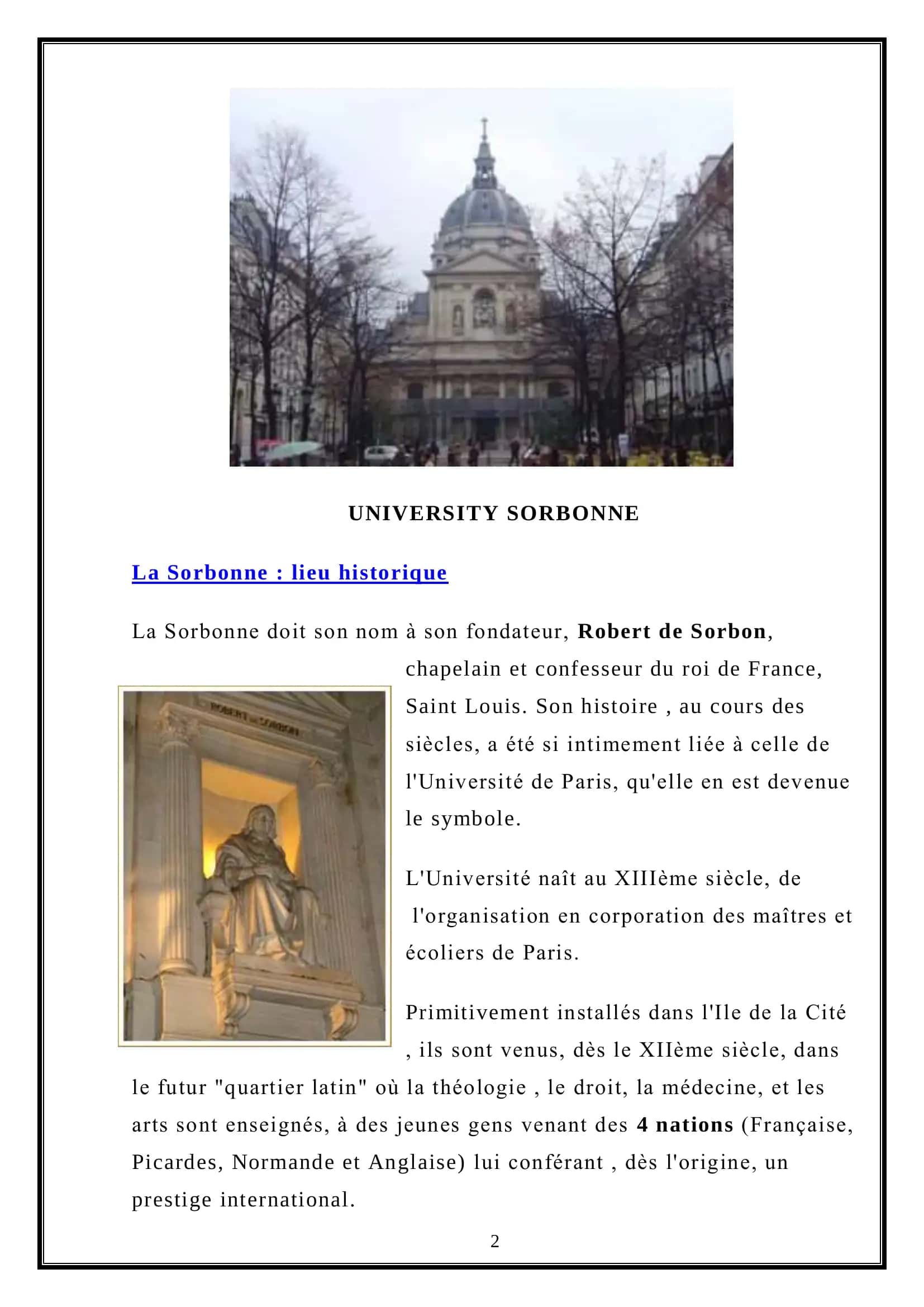 UNIVERSITY SORBONNE 2