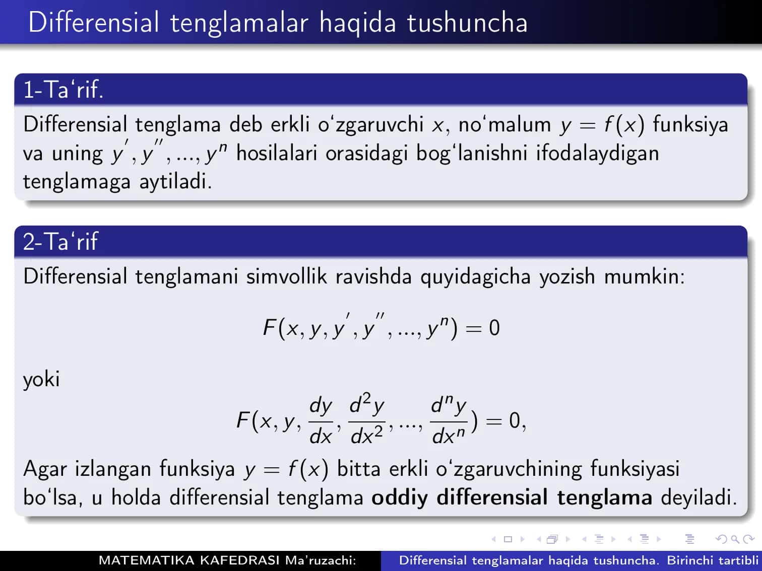 Differensial tenglamalar 2
