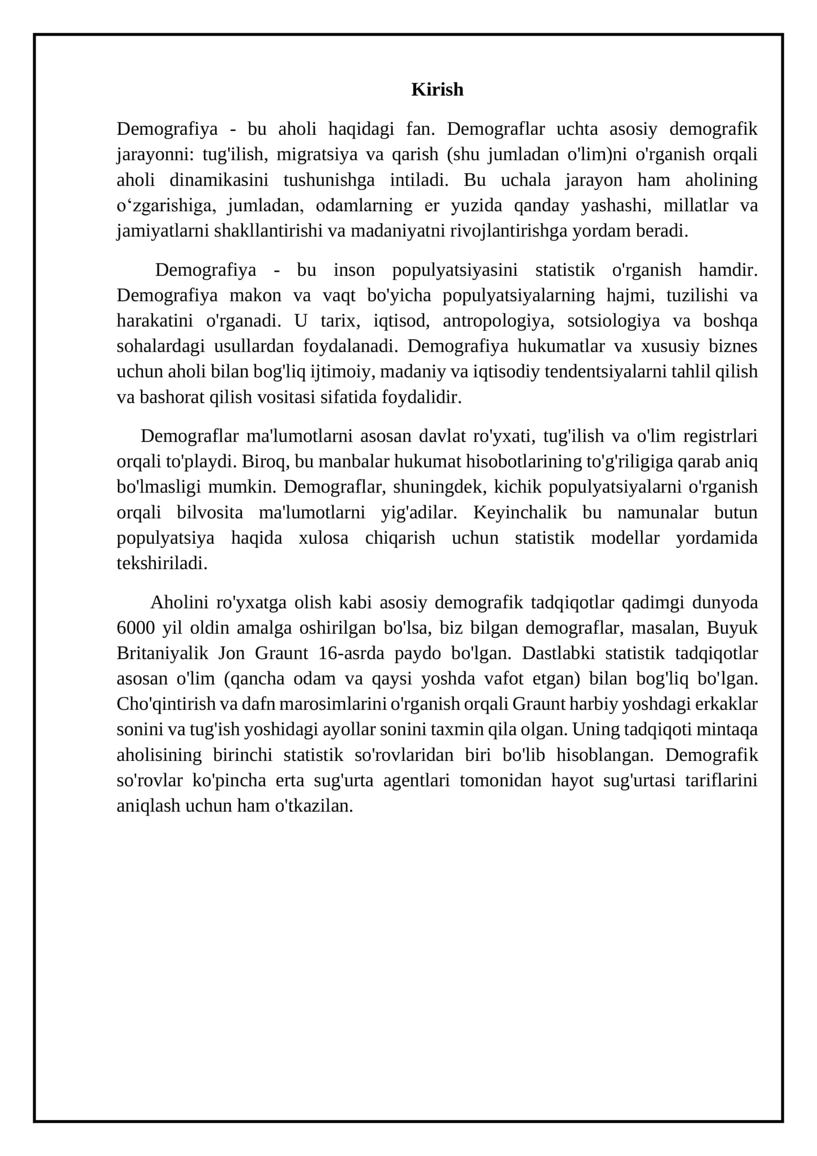 Demografik o’tish konsepsiyasi 2