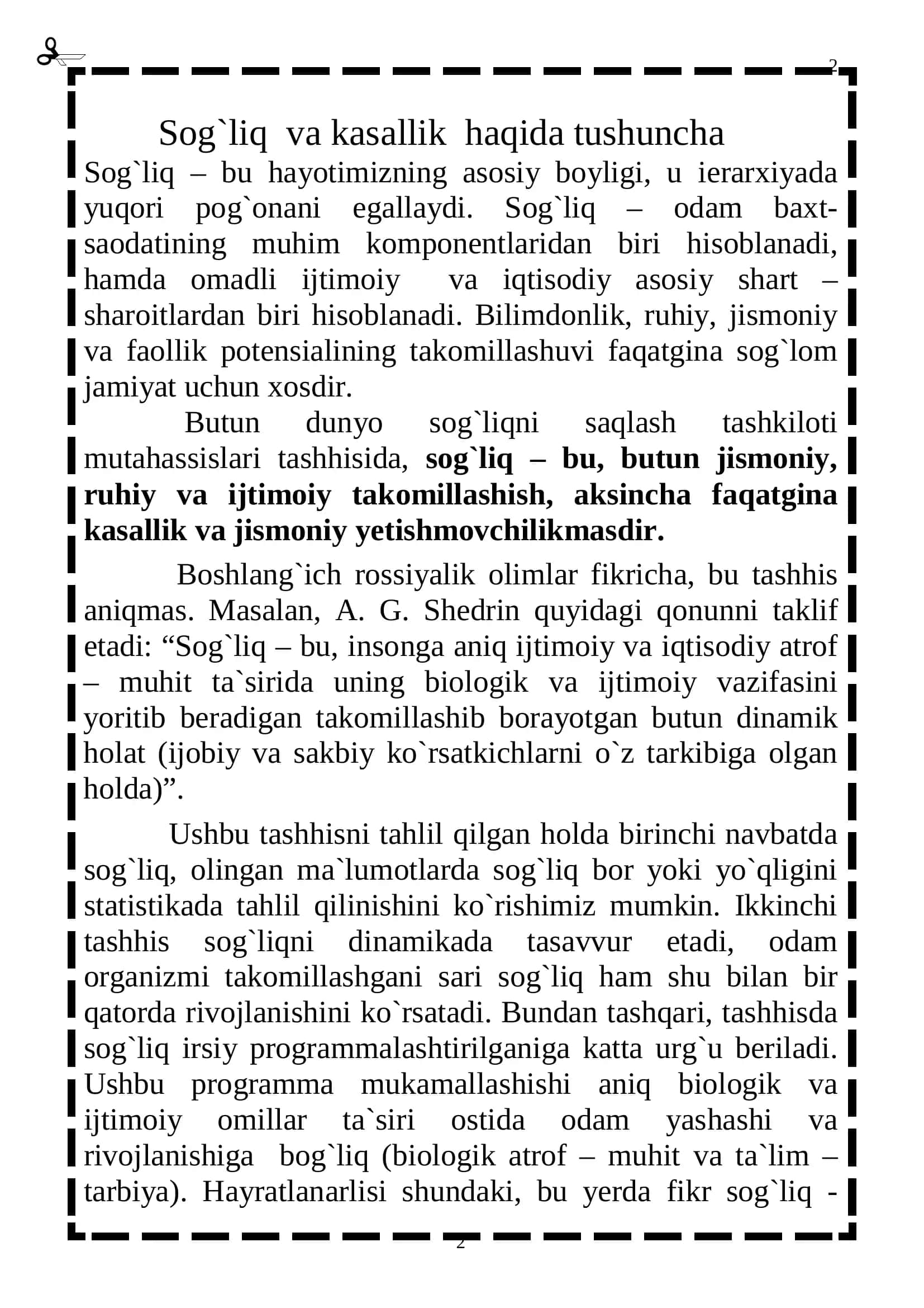 Sog`liq va kasallik haqida tushuncha 2