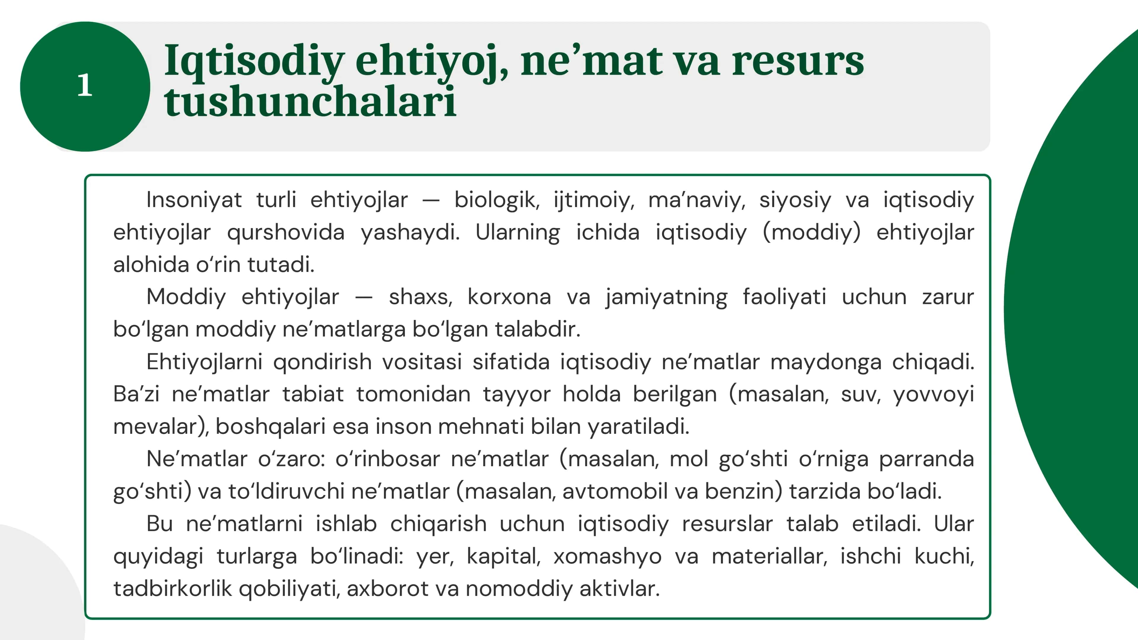 Iqtisodiy bazis tushunchalari 2