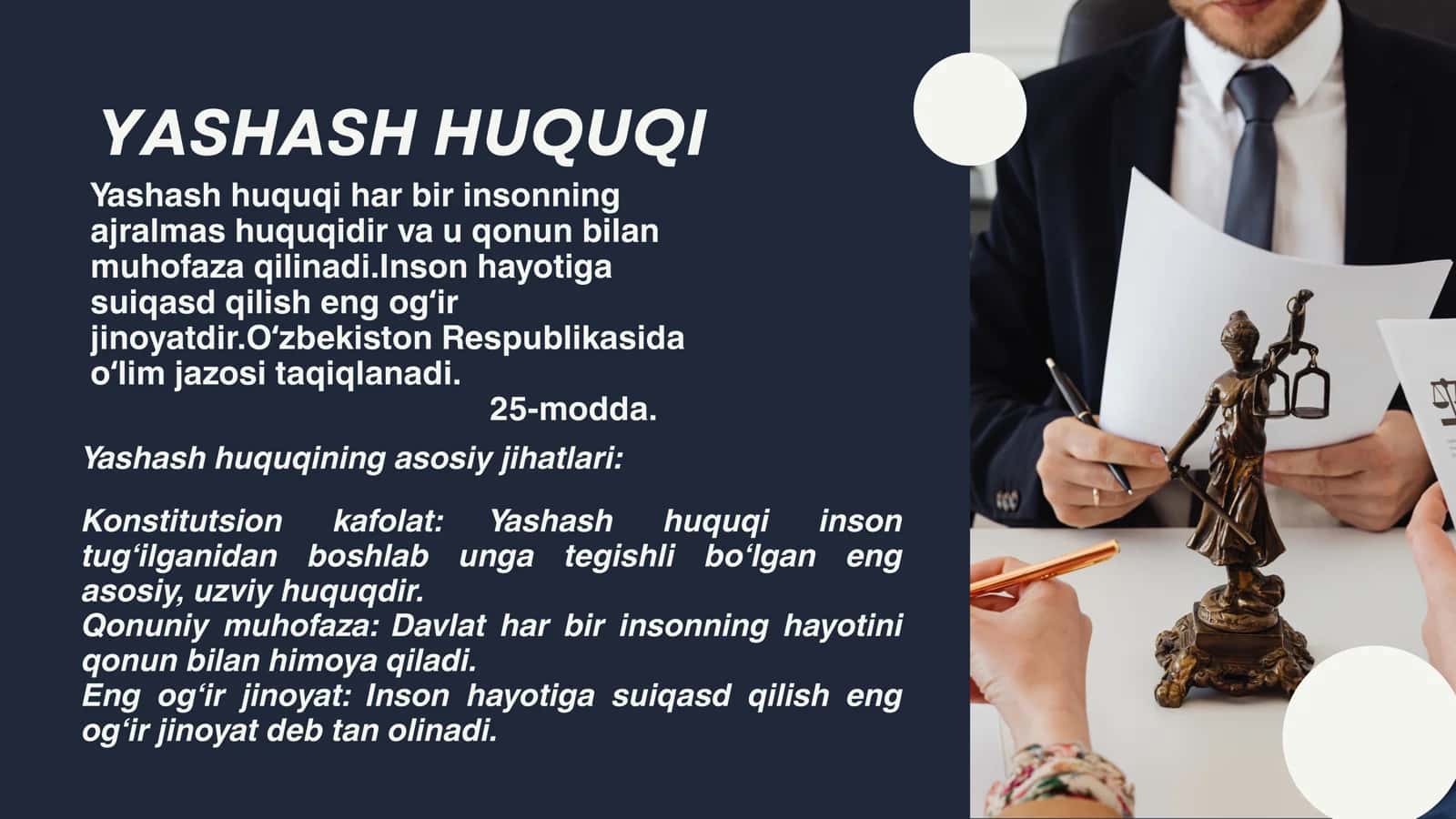 Yashash huquqi va "Miranda qoida"sining konstitutsiyaviy asoslari 2