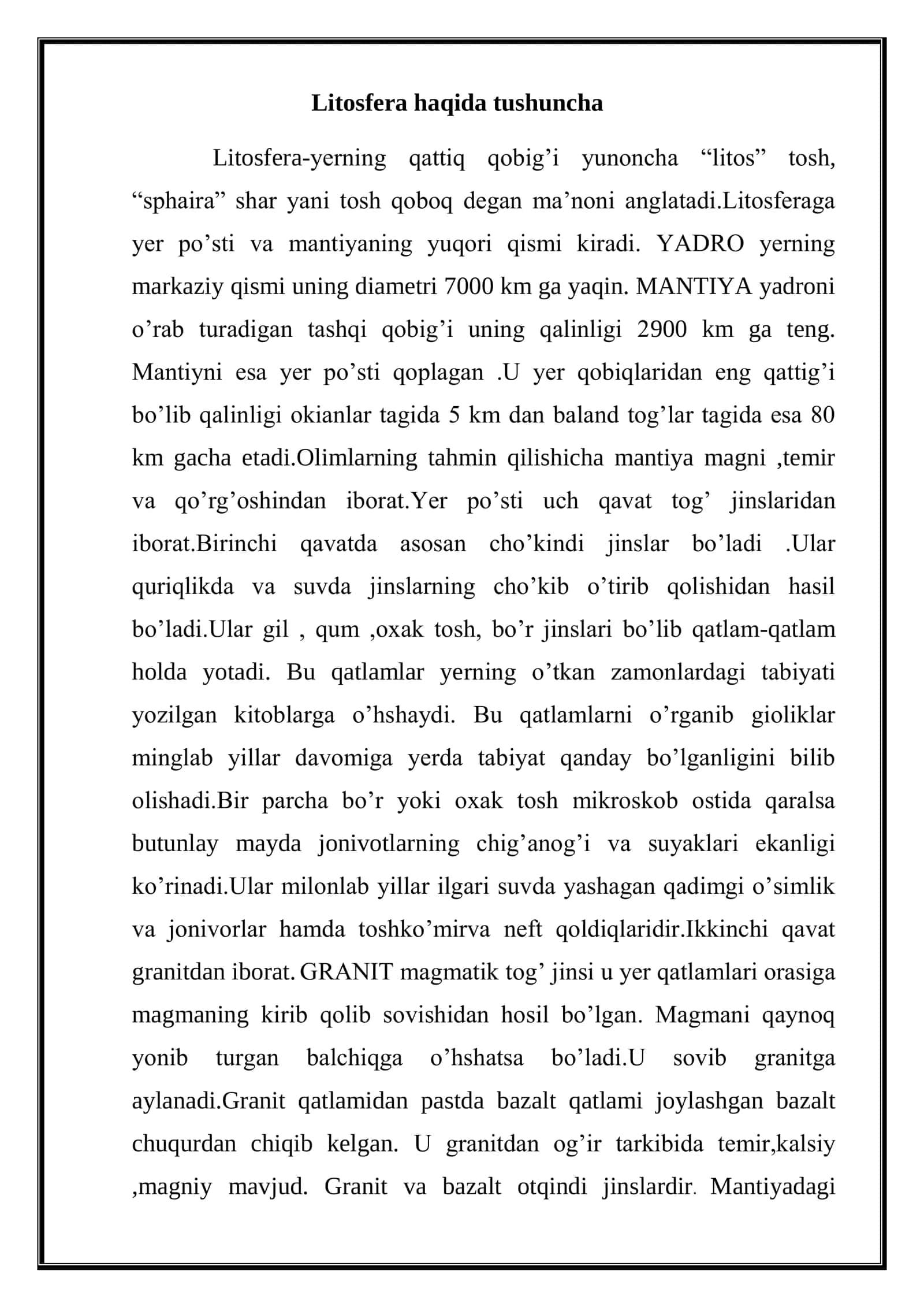 Litosferaning asosiy tektonik-strukturaviy elementlari 2