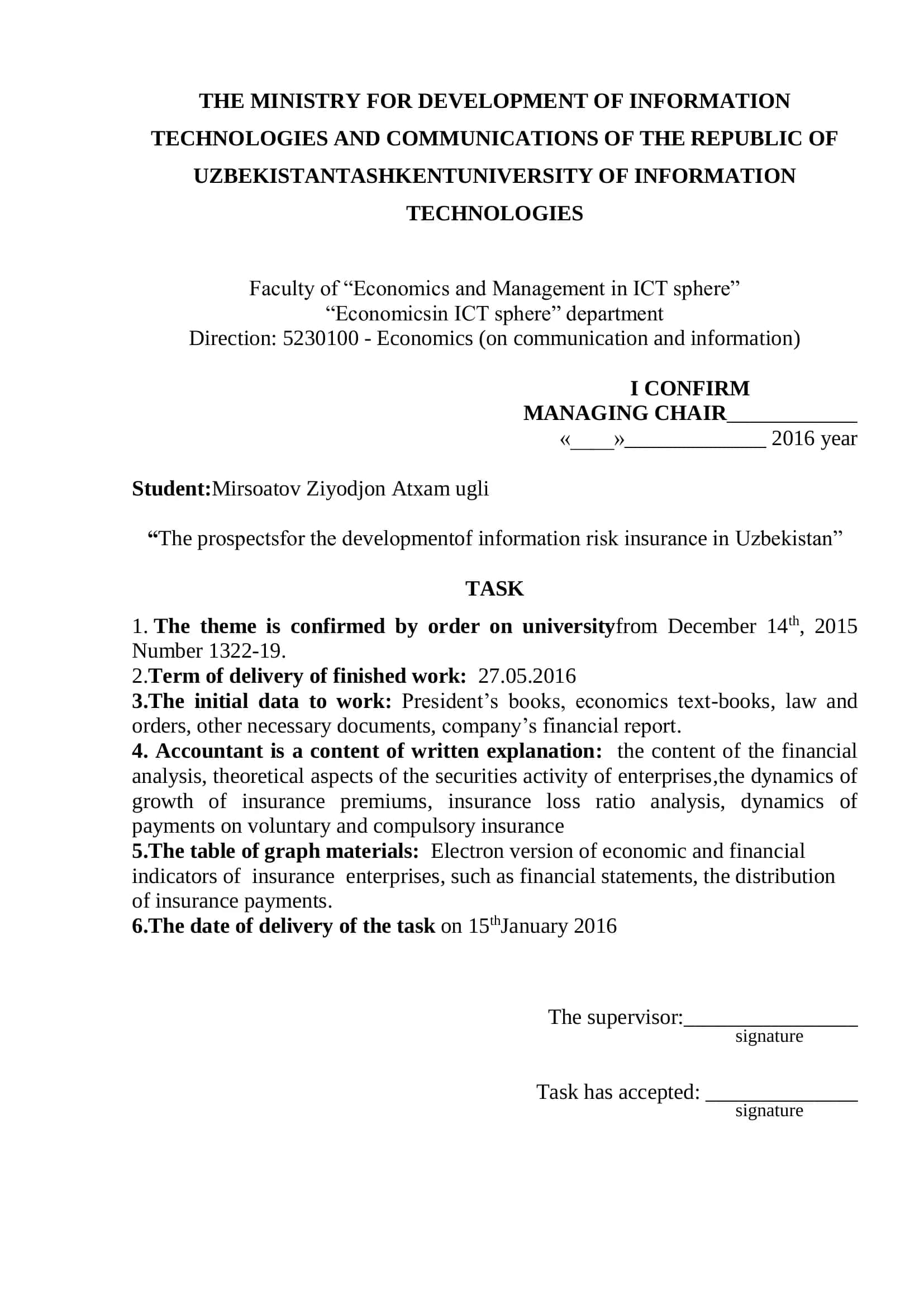 Prospects for the Development of Information Risk Insurance in Uzbekistan 2